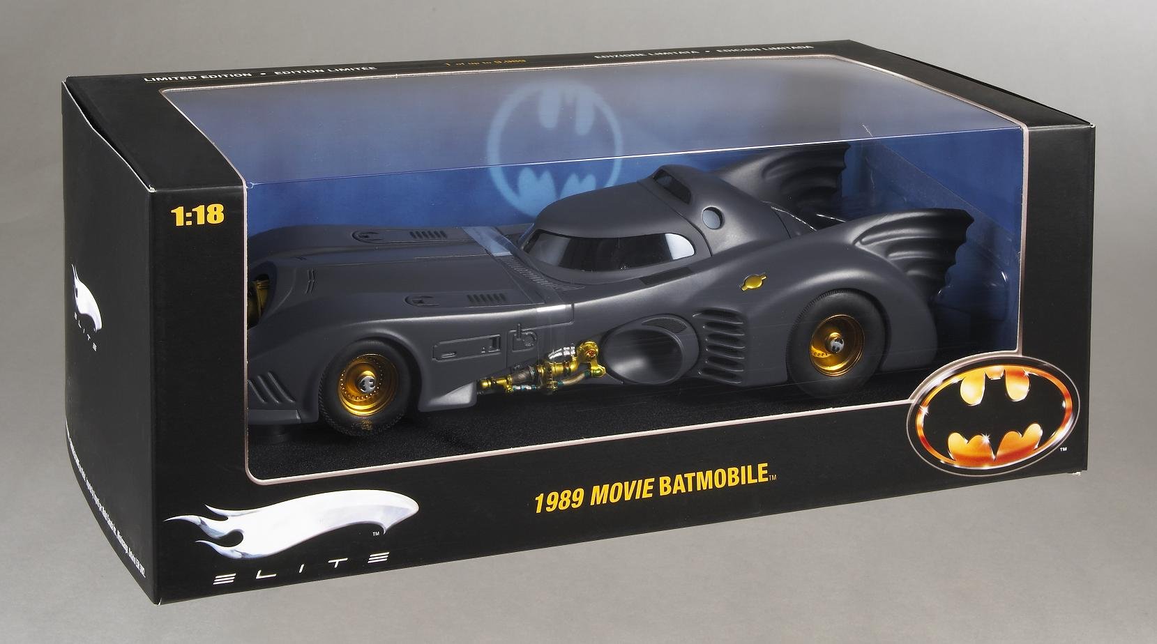 Hot Wheels Elite 1989 Batmobile Die-Cast Car - 1:18 Scale Collectible Model with Display Case | Perfect for DC Comics Fans, Movie Memorabilia Collectors, and Home/Office Decor