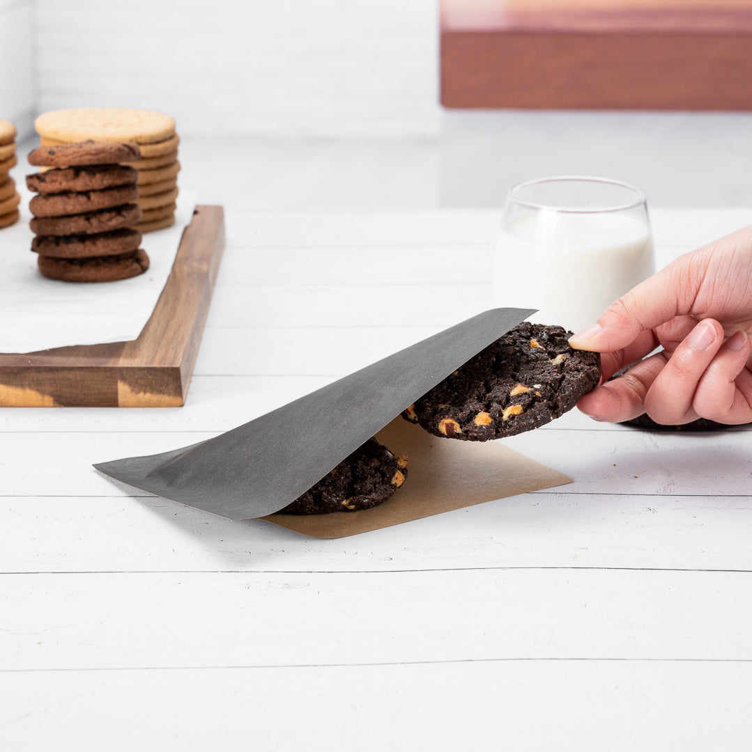 Black Greaseproof Paper Bags - Small Double Open Sandwich Bags 6.25