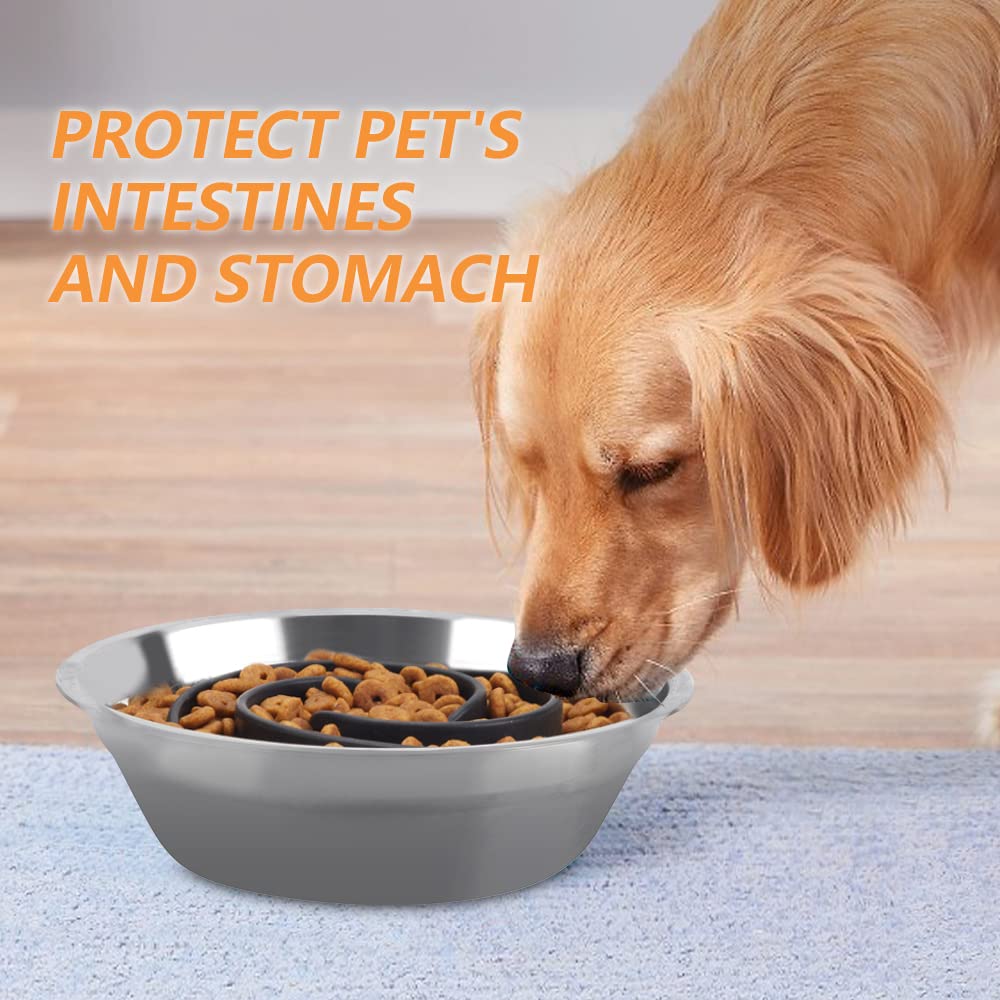 Slow Feeder Dog Bowls Insert - Soft Silicone Anti-Choking Dog Food Bowl for Small, Medium & Large Breeds - Fits Regular & Elevated Dog Bowls - Perfect for Fast Eaters & Digestion Aid - Use for Mealtime, Training & Portion Control