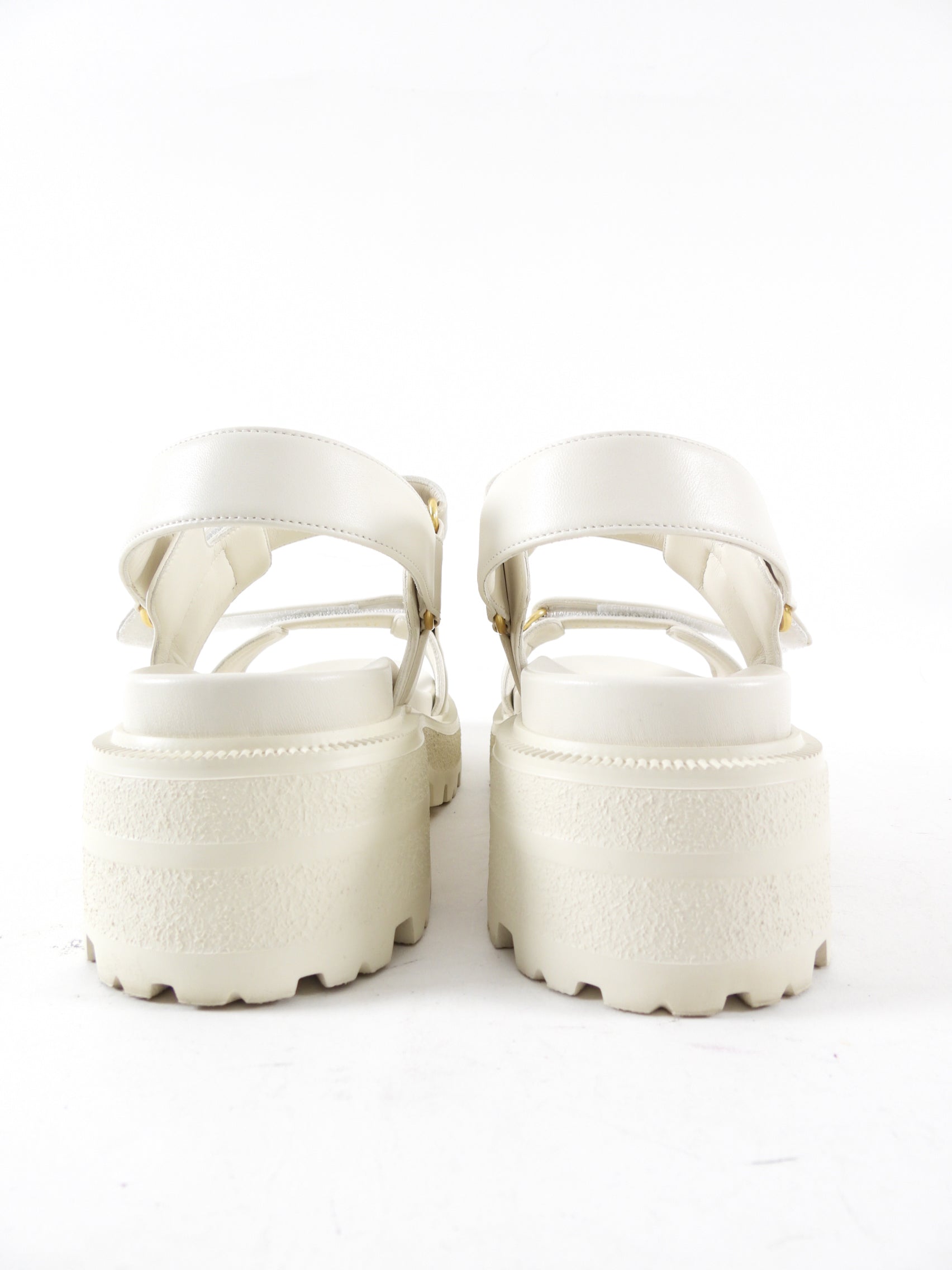 Christian Dior Ivory Leather Dioract Platform Sandals Size 39 - Luxury Designer High Heel Shoes for Women | Perfect for Weddings, Parties & Evening Events