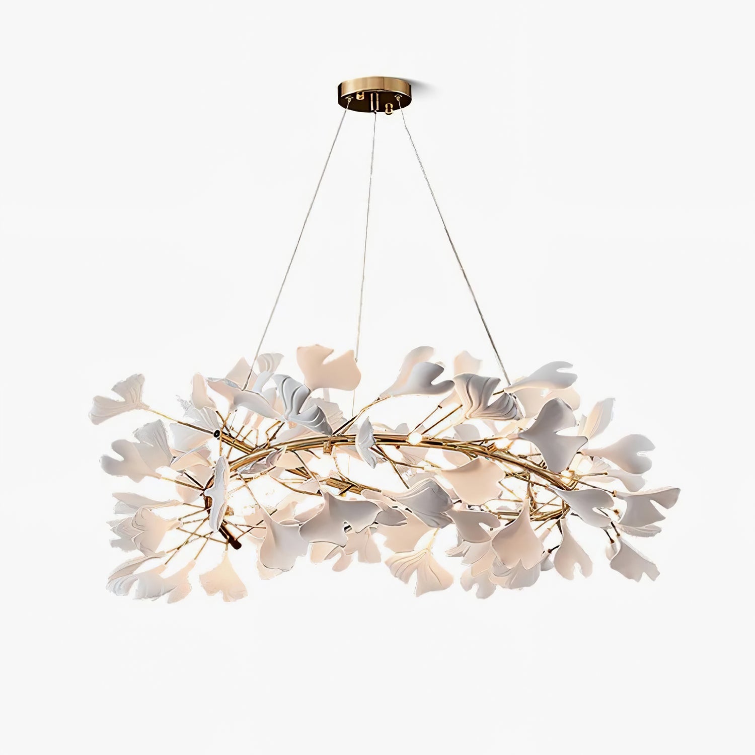 Elegant Ginkgo Leaf Chandelier - Modern Gold Ceiling Light Fixture for Dining Room, Living Room & Bedroom Decor