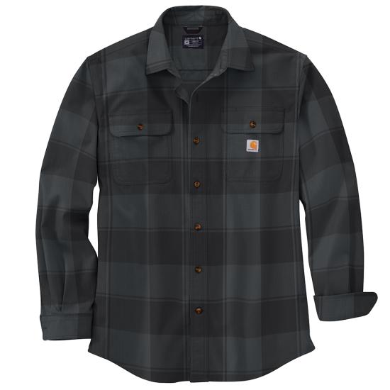 Premium Loose Fit Heavyweight Flannel Plaid Shirt for Men - Long Sleeve Button Down Casual Shirt in Black - Perfect for Outdoor Camping, Hiking and Fall Winter Layering