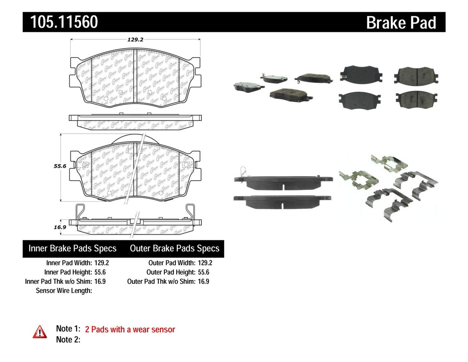 Centric FRONT & REAR Ceramic Brake Pads + Shoes - 2 Sets for Hyundai Accent & Kia Rio/Rio5 | High-Performance Braking for City Driving & Daily Commutes
