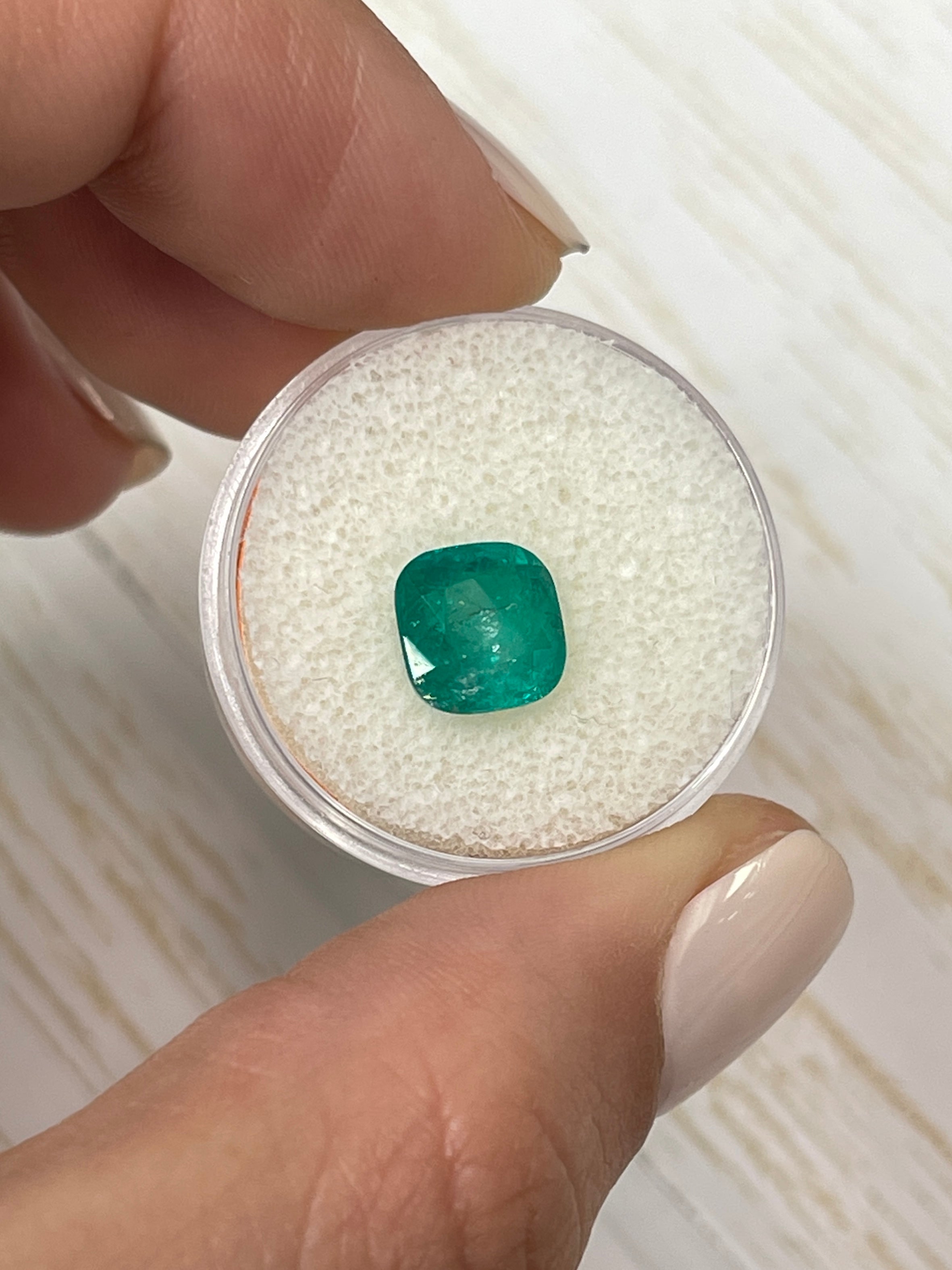 2.27 Carat Natural Loose Colombian Emerald Cushion Cut 8.5x8.5mm - Perfect for Engagement Rings, Fine Jewelry & Collector's Gemstones