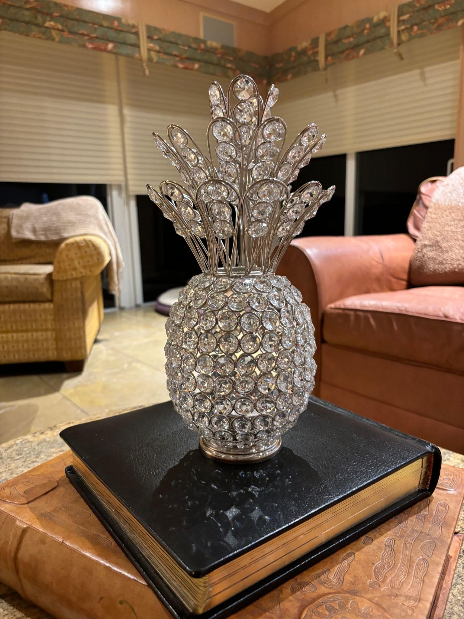 Crystal Silver Pineapple Decor - 12.5