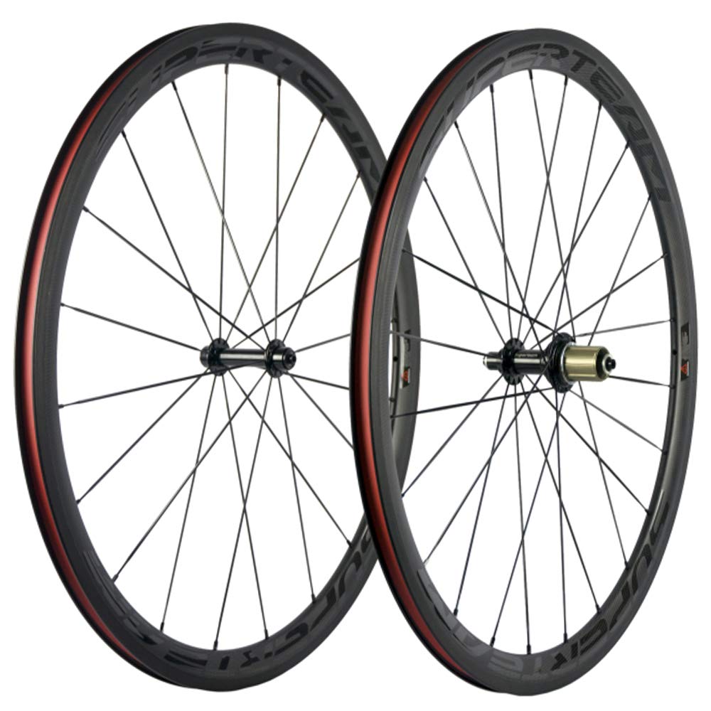 Superteam 38mm/23mm Carbon Fiber Road Bike Wheelset 700c Clincher Wheels with R13 Hub - Lightweight & Durable for Racing, Training & Road Cycling