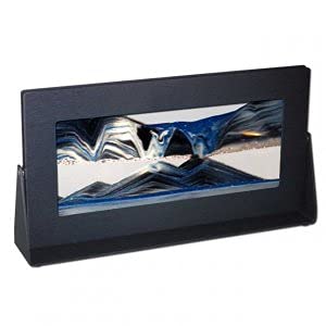 Exotic Sands Liquid Water Hourglass - Medium Black Frame (Arctic Glacier) with Black Metal Frame | Unique Men's Gift | Mesmerizing Liquid Sand Creates Evolving Scenes | Perfect for Home Decor, Office Desk & Stress Relief