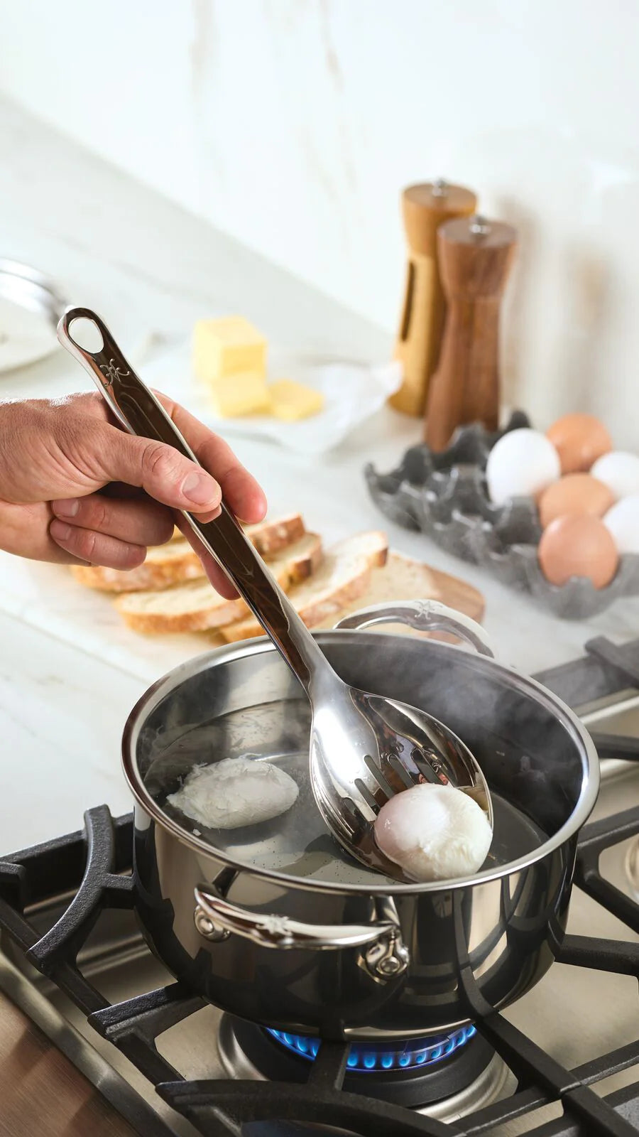 Hestan Provisions 13-Inch Stainless Steel Slotted Spoon - Professional Kitchen Utensil for Cooking, Serving & Straining Pasta, Soup & Vegetables