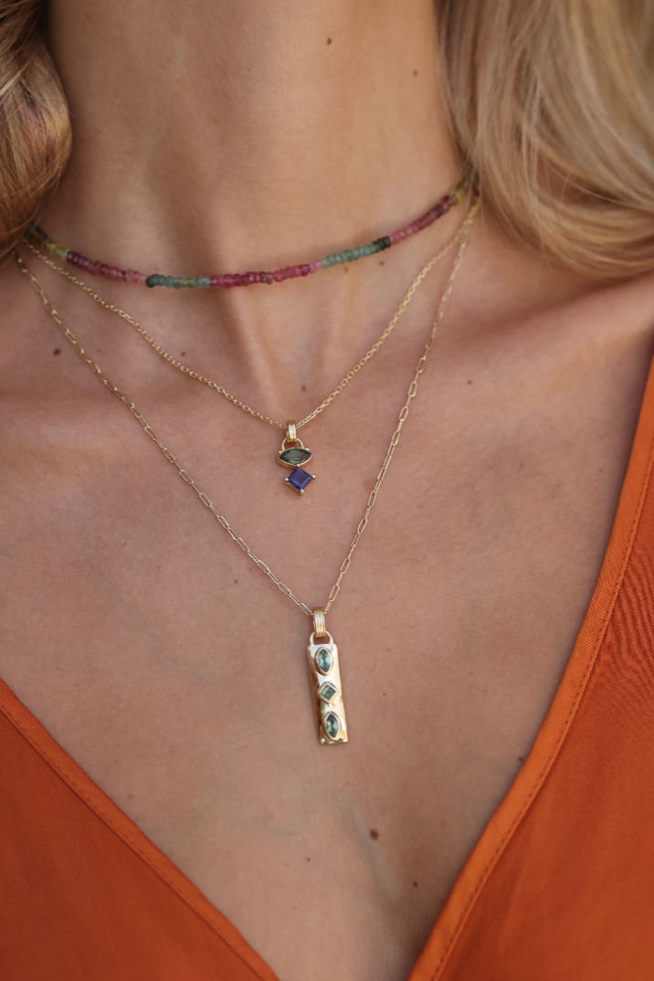 Coronet Apatite Gold Necklace - Elegant Blue Gemstone Jewelry for Women - Perfect for Weddings, Parties & Special Occasions