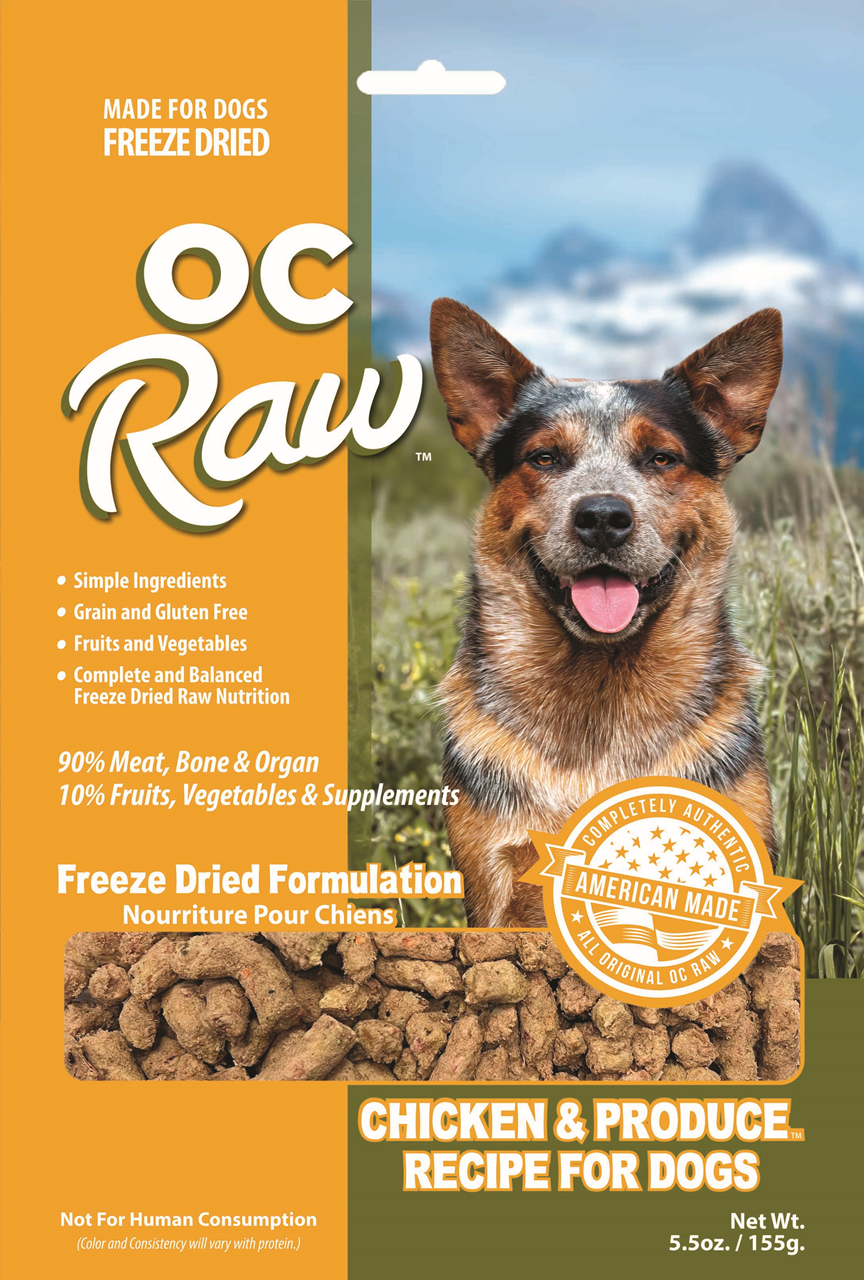 OC Raw Dog Food Freeze Dried Raw Chicken & Vegetable Meaty Rox - 5.5oz | Grain-Free, High-Protein Dog Treats for Training & Snacking