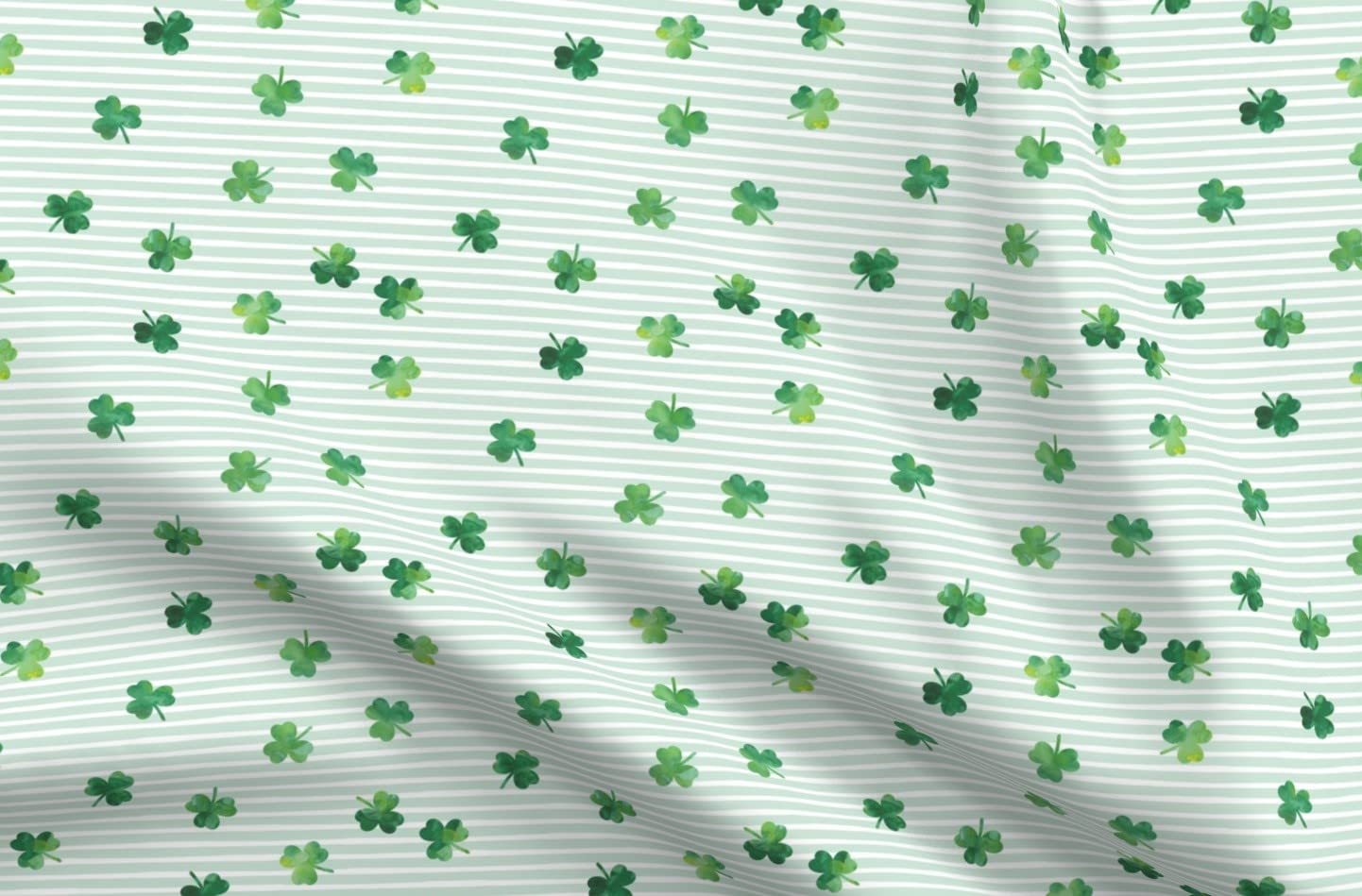 Shamrock Mint Stripes St. Patrick's Day Green Clover Printed Minky Fabric by The Yard - Irish-Themed Soft Plush Material for Sewing Baby Blankets, Quilt Backing & DIY Crafts | Perfect for Holiday Decor, Nursery Projects & Home Accessories