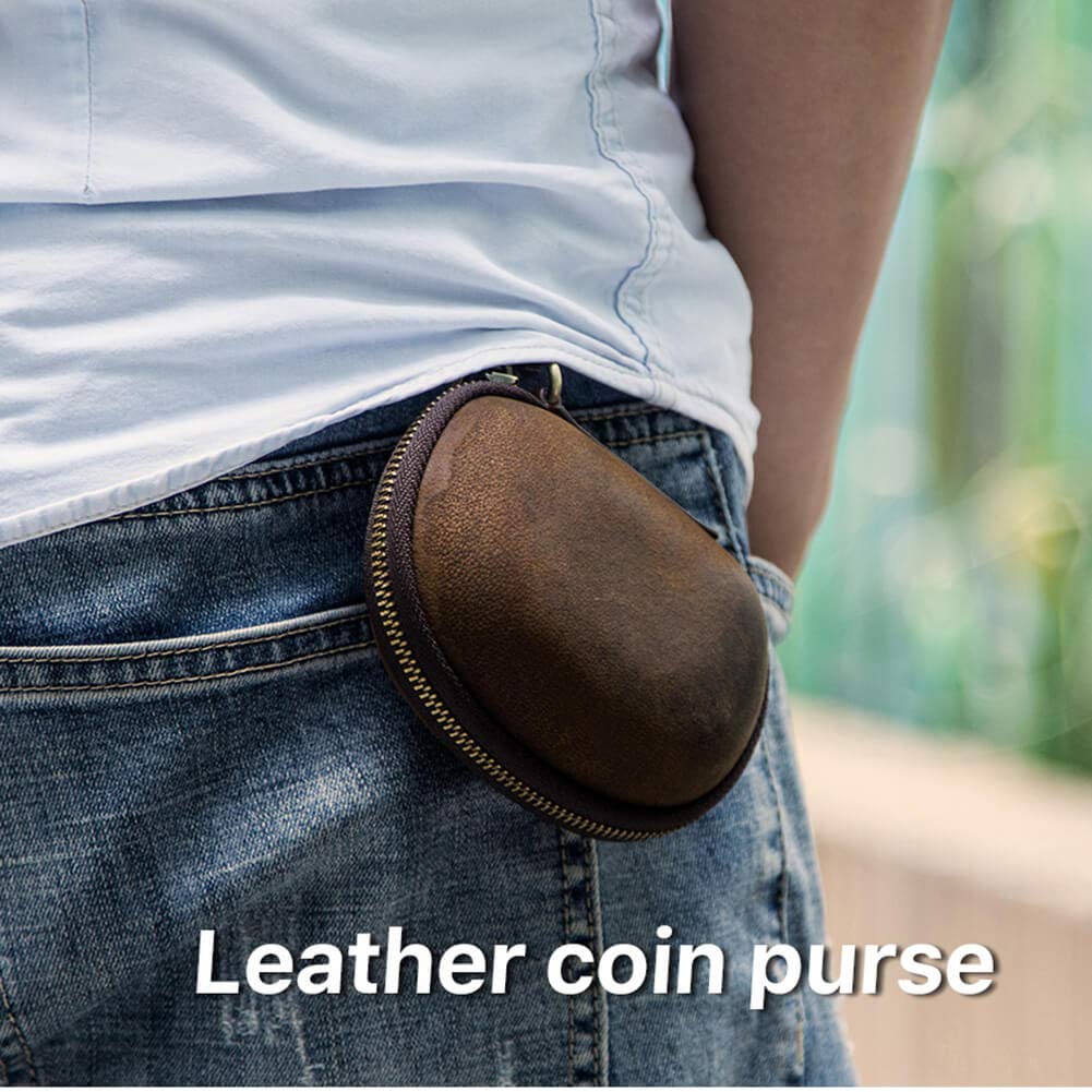 Hiram Men's Leather Coin Purse - Premium Travel Wallet for Coins & Cash (Coffee Brown) | Durable & Compact for Daily Use, Traveling, and Gifts