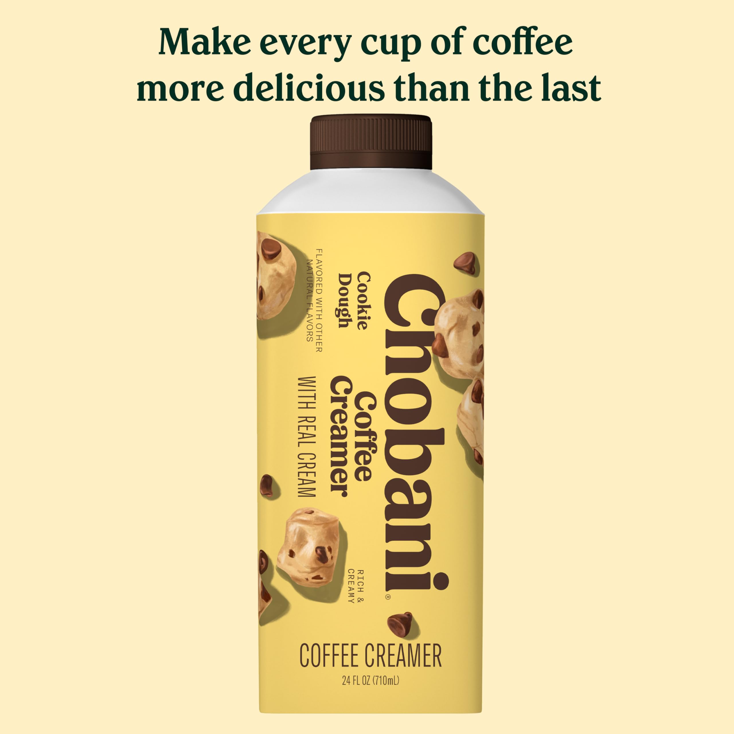 Chobani® Cookie Dough Flavored Coffee Creamer - 24 fl oz (710ml) Dairy-Free Non-Dairy Creamer for Coffee, Tea & Baking | Perfect for Home, Office & Cafes