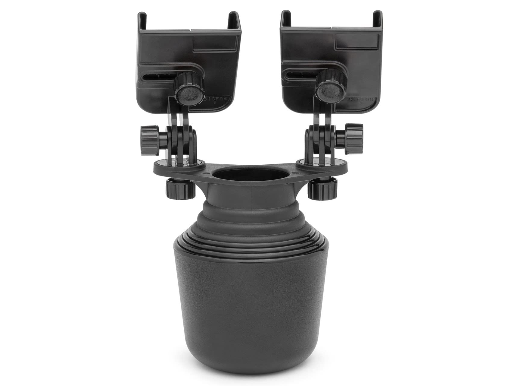 WeatherTech CupFone Duo - Universal Adjustable Cup Holder Phone Mount for Car & Truck - Compatible with iPhone & Android Smartphones - Secure Charging Accessory with Black Metal Knobs - Perfect for Hands-Free Driving, GPS Navigation & Road Trips