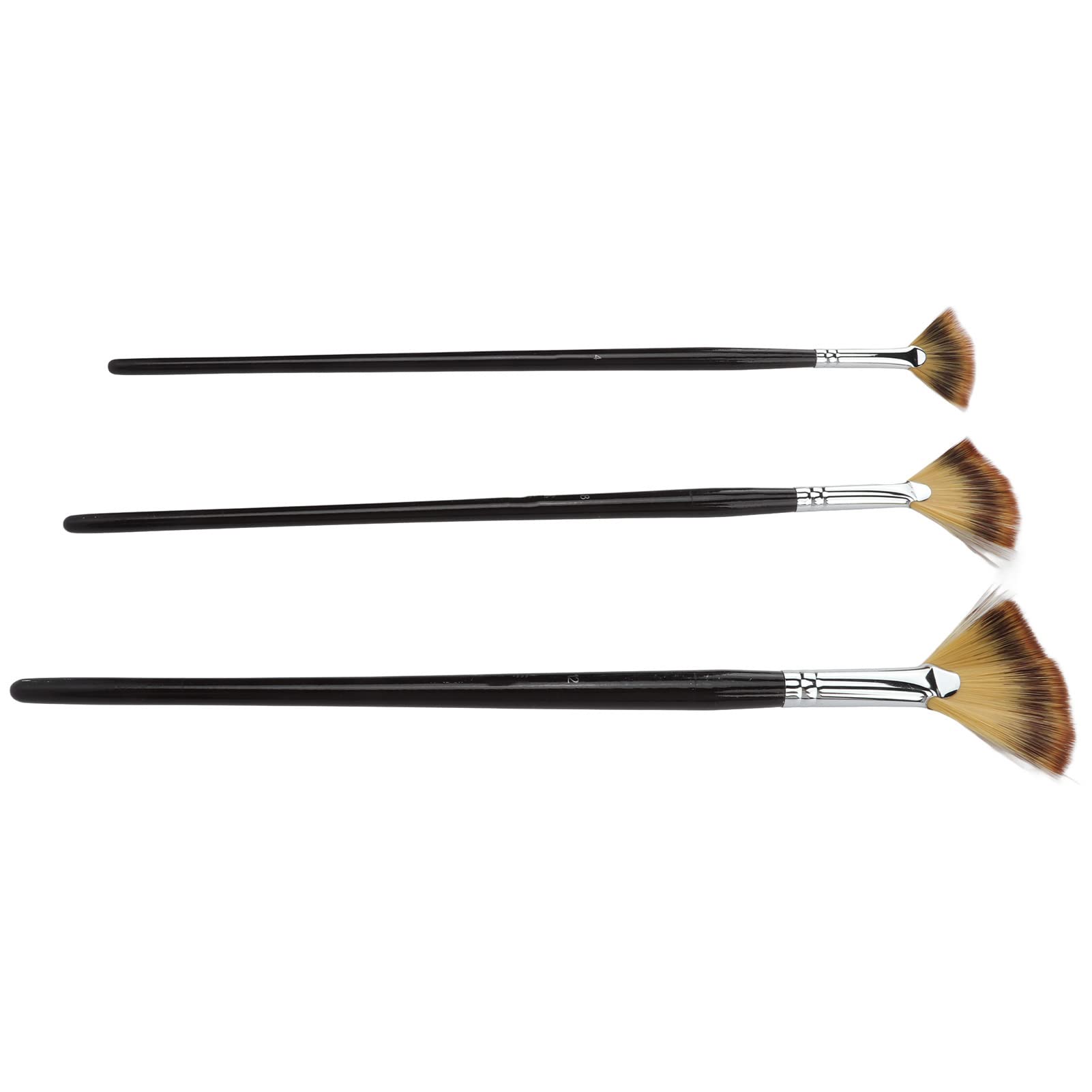 Fan Shaped Nylon Hair Artist Paint Brushes Set - 3 Sizes Soft Bristles with Long Handle for Watercolor, Acrylic & Oil Painting - Perfect for Art School, Canvas Painting & DIY Home Decor Projects