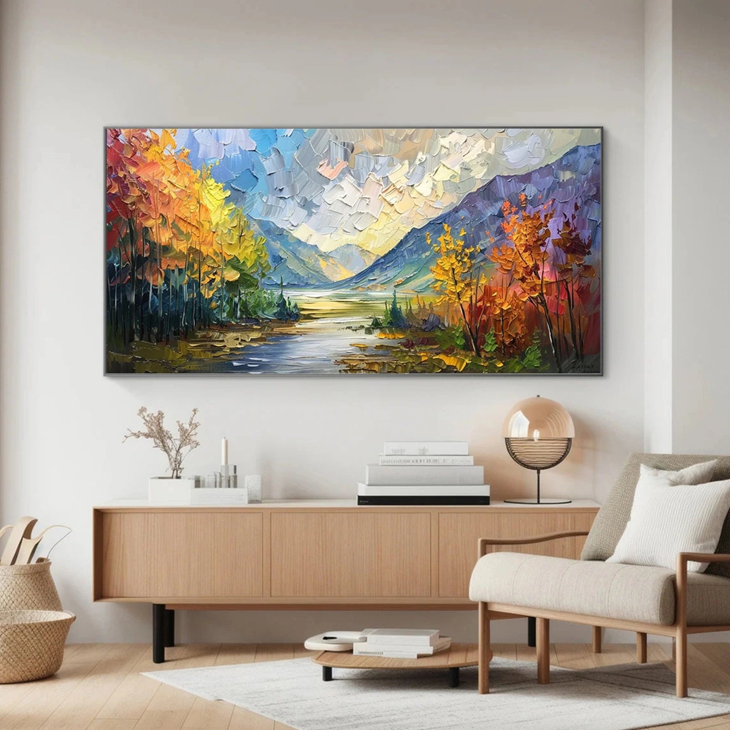 Beautiful Flower and Tree Painting #FT176 - Handmade Canvas Art for Home Decor, Living Room, Bedroom & Office Wall