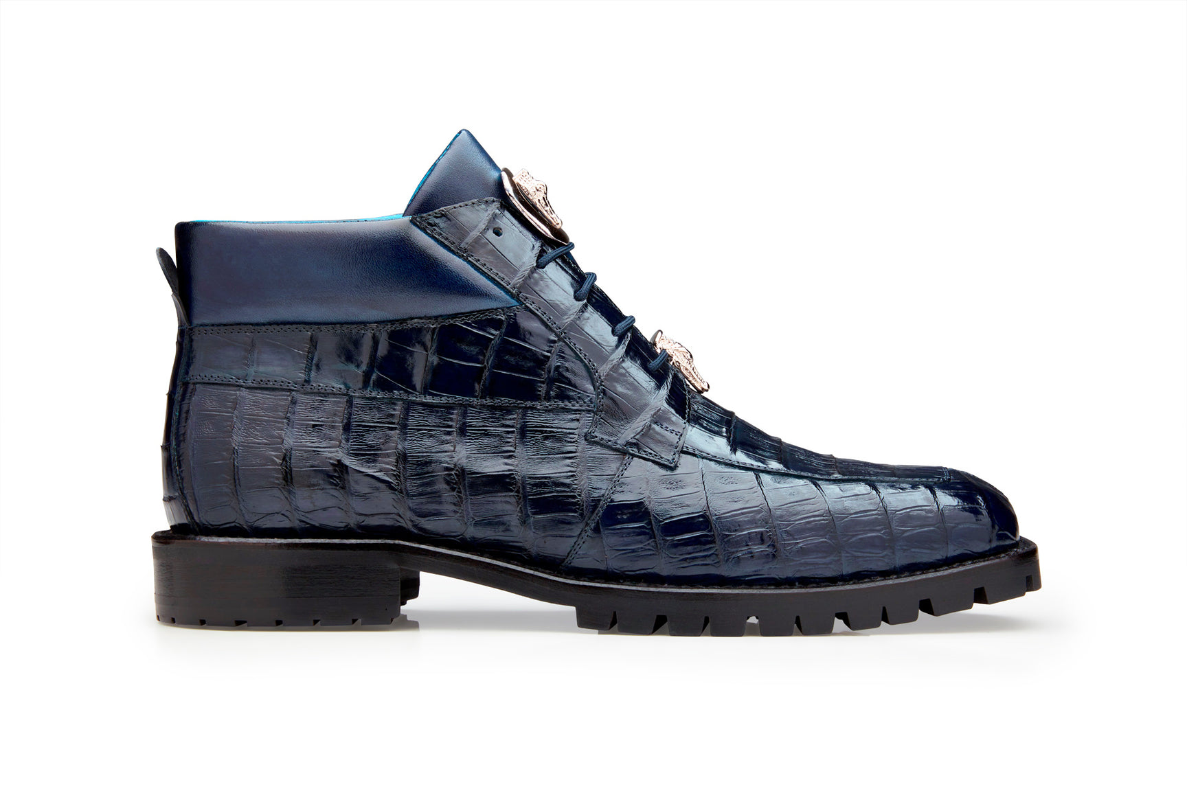 Belvedere Gallardo Genuine Caiman Crocodile Leather Dress Shoes for Men - Navy Blue U02 - Luxury Formal Business & Wedding Shoes