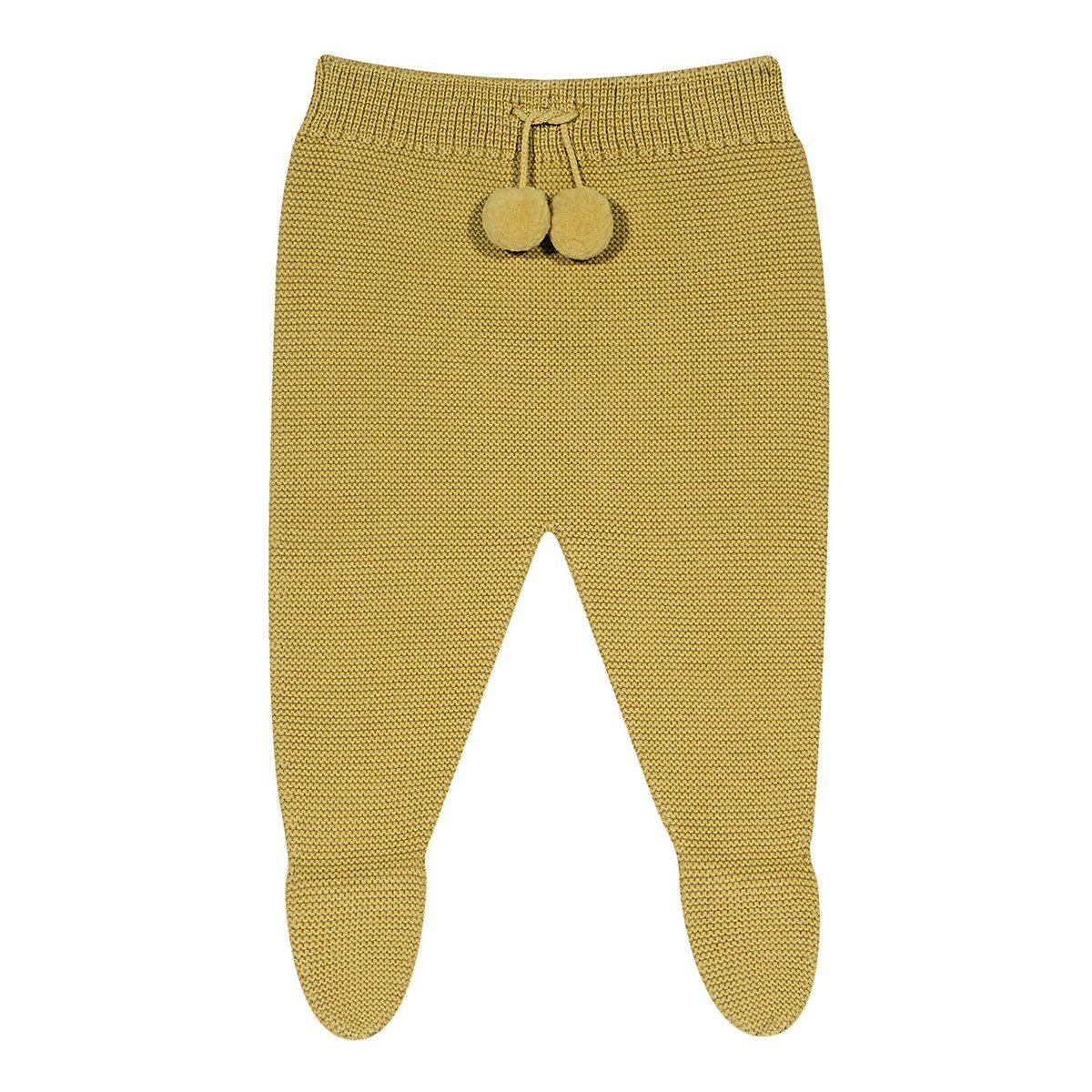 Mustard Knitted Pom Pom Leggings for Women - Cozy Winter Yoga Pants with Cute Pom Pom Details | Perfect for Yoga, Lounge, and Casual Outfits