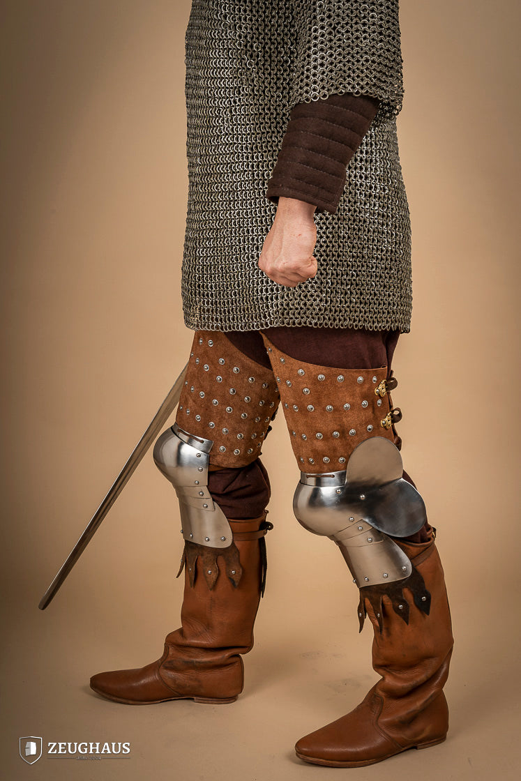 Brown Suede Leather Splinted Leg Armor - Medieval Knight Costume, LARP, Cosplay & Renaissance Fair Accessory