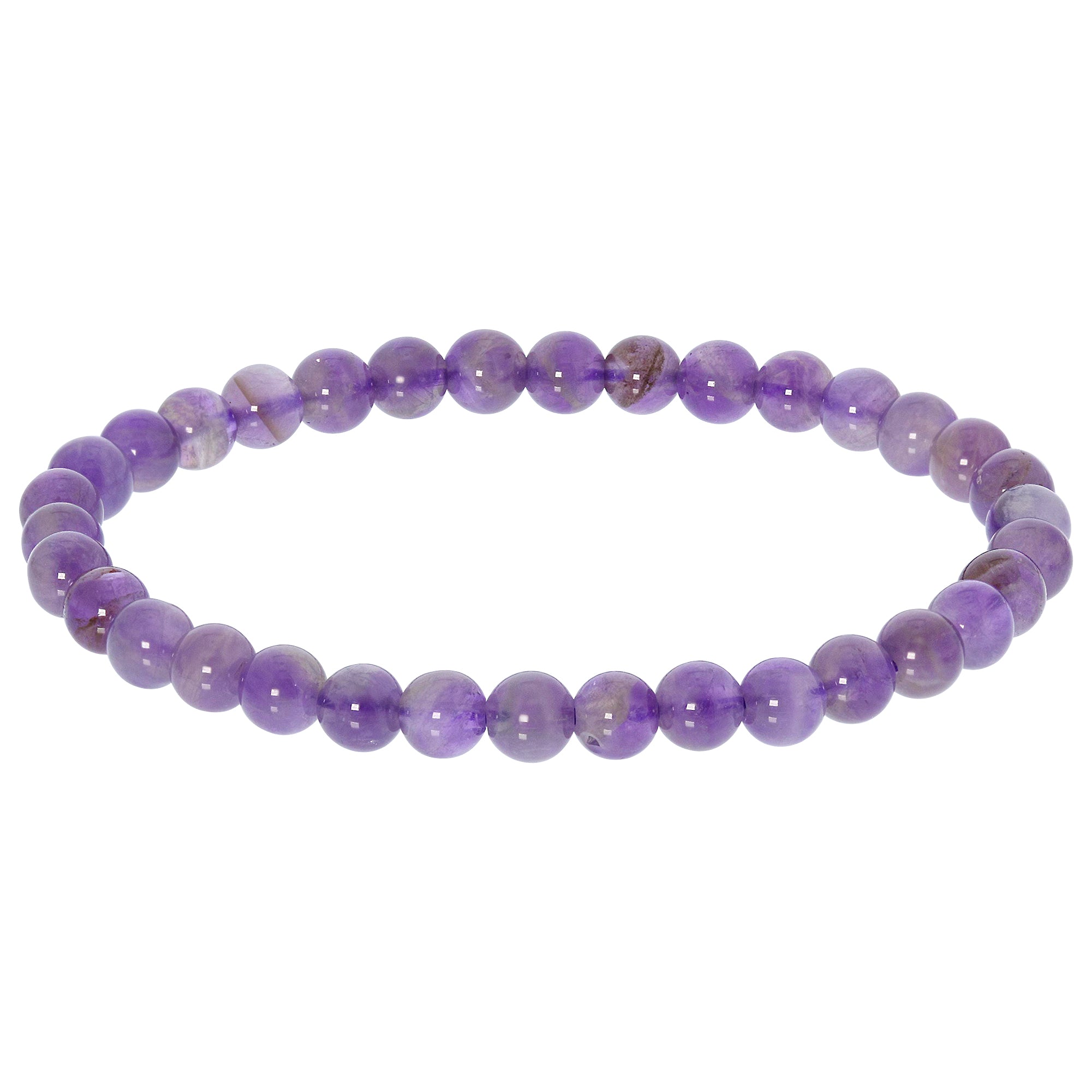 6mm Natural Amethyst Gemstone Round Beads Stretch Bracelet for Men & Women - Yoga, Meditation & Spiritual Healing Jewelry