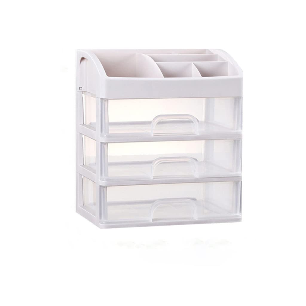 WALNUTA Clear Acrylic Desktop Storage Organizer - 3-Tier Drawer Cosmetic & Makeup Organizer, Household Dustproof Storage Box for Office, Bathroom, Bedroom (Color B)