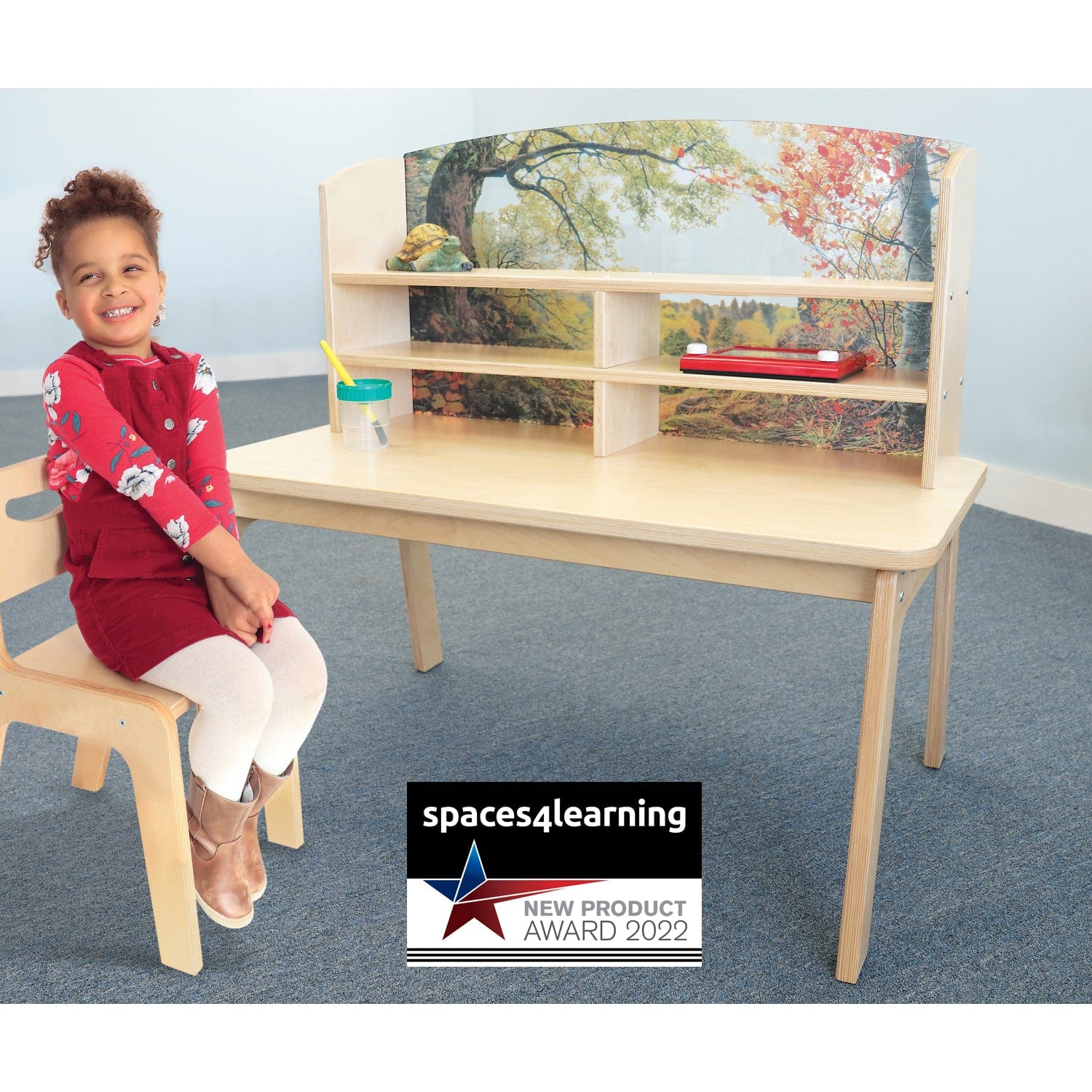 Nature View Writing Center - Premium Wooden Writing Desk with Storage for Home Office & Study - Perfect for Remote Work, Online Classes & Creative Writing