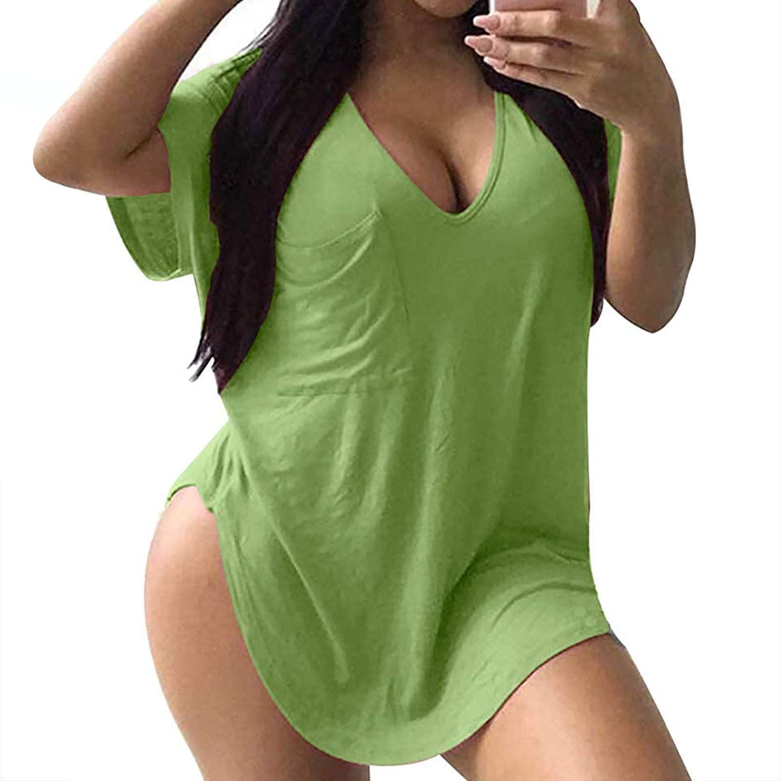 Plus Size Women's Summer Casual V-Neck Short Sleeve T-Shirt - Soft Basic Tunic Top for Everyday Wear | Perfect for Work, Weekend & Vacation Outfits
