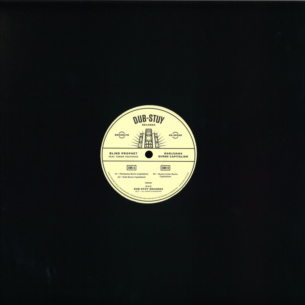 Blind Prophet – Marijuana Burns Capitalism Vinyl Record | Dub Stuy Records DS SP008 | Limited Edition Dub & Reggae Music for Home Listening & DJ Sets