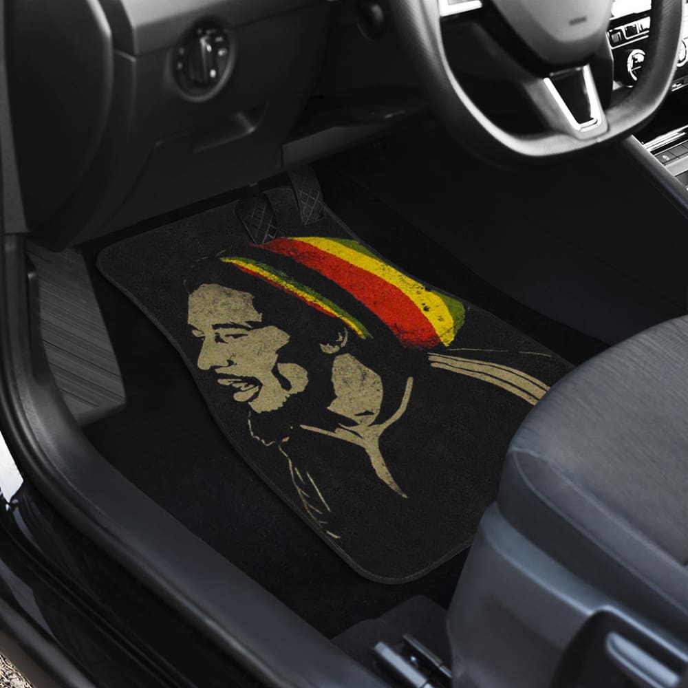 Bob Marley One Love Jamaica Reggae Car Floor Mats Custom 2-Piece Set - Perfect for Music Lovers & Reggae Fans - Great for Cars, Trucks & SUVs