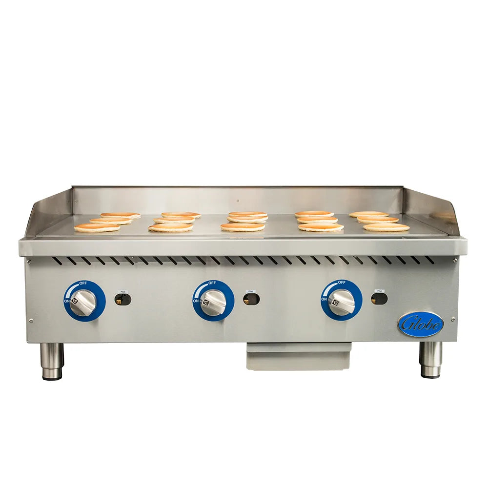 Globe GG36G 36-Inch Commercial Natural Gas Griddle with Manual Controls - Perfect for Restaurants, Diners & Food Trucks