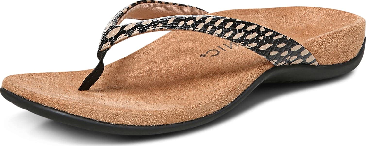 Vionic Women's Rest Dillon Toe Post Sandals - Orthotic Arch Support Flip Flops with Three-Zone Comfort Technology | Best Supportive Sandals for Plantar Fasciitis, Flat Feet & All-Day Wear | Perfect for Beach, Pool & Summer Vacation