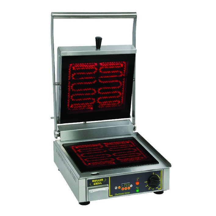 Equipex Panini VG/1 Sodir Roller Speed Panini Press Grill - 1750W, Grooved Top & Smooth Bottom Plates - Perfect for Restaurants, Cafes & Home Cooking