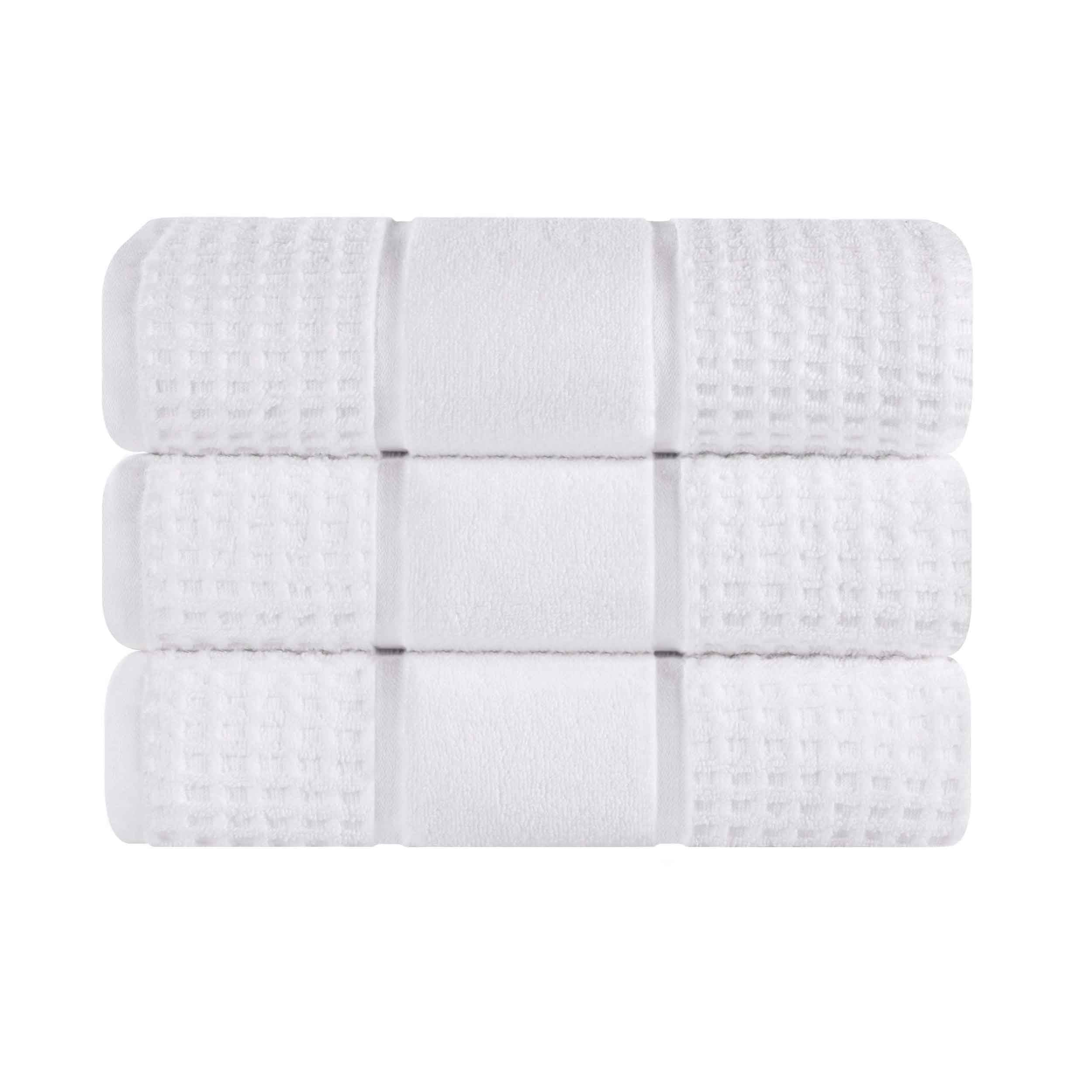 Premium Zero Twist Cotton Waffle Bath Towel Set of 3 - Ultra Soft & Absorbent Honeycomb Weave for Spa, Bath & Luxury Home Use