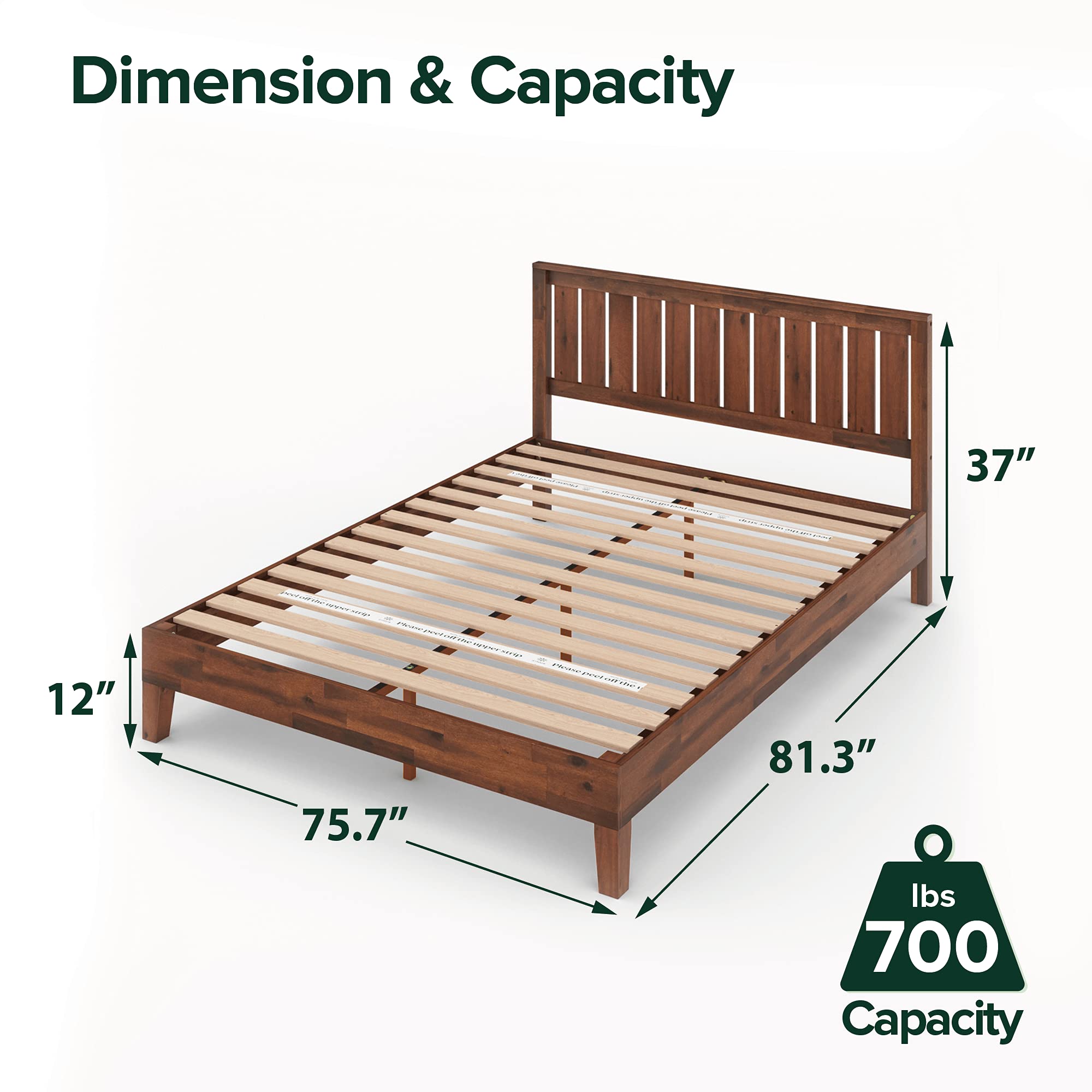 ZINUS Vivek Deluxe Wood Platform Bed Frame with Headboard | Solid Wood Slat Support | No Box Spring Required | Easy Assembly | King Size Bed | Perfect for Master Bedroom, Guest Room & Modern Home Decor