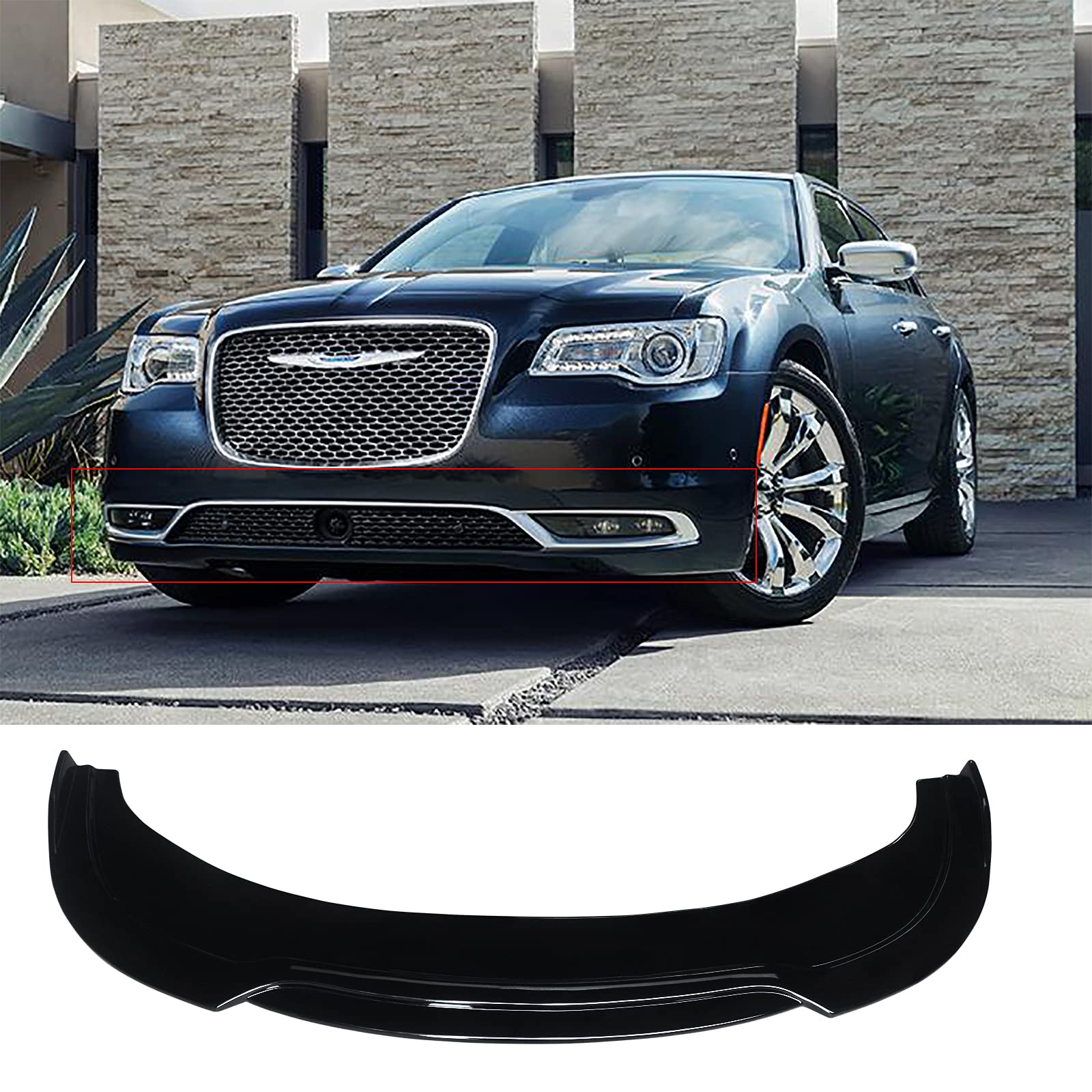 YOUNGERCAR Gloss Black ABS Front Diffuser Bumper Lip for 2015-2022 Chrysler 300 RT - Double-Deck Front Spoiler Splitter - Enhances Aerodynamics & Sporty Look for Street Racing & Car Shows