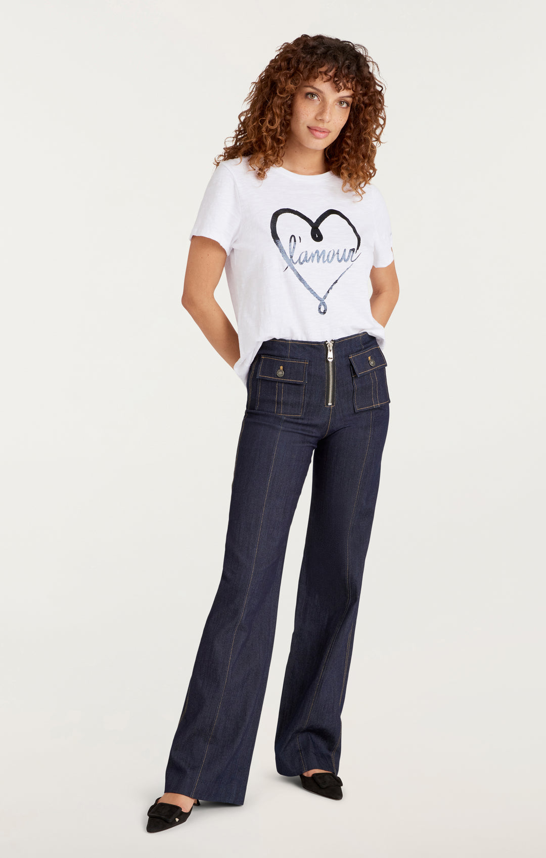 Cinq à Sept Doodled L'amour Tee - Women's Romantic Graphic T-Shirt for Casual Outfits & Date Nights | Trendy Love-Themed Top for Everyday Wear