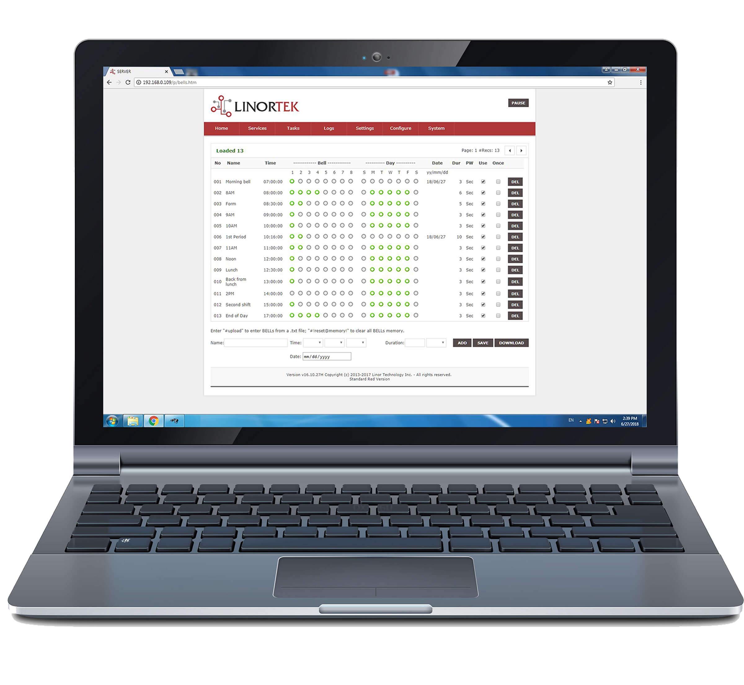 Linortek Netbell-2 TCP/IP Ethernet 2 Zone Bell Ringer - Web-Based Bell Controller for Alarm Signal, Horn, Buzzer & Timed Equipment with POE Support - Perfect for School, Office & Factory Alert Systems