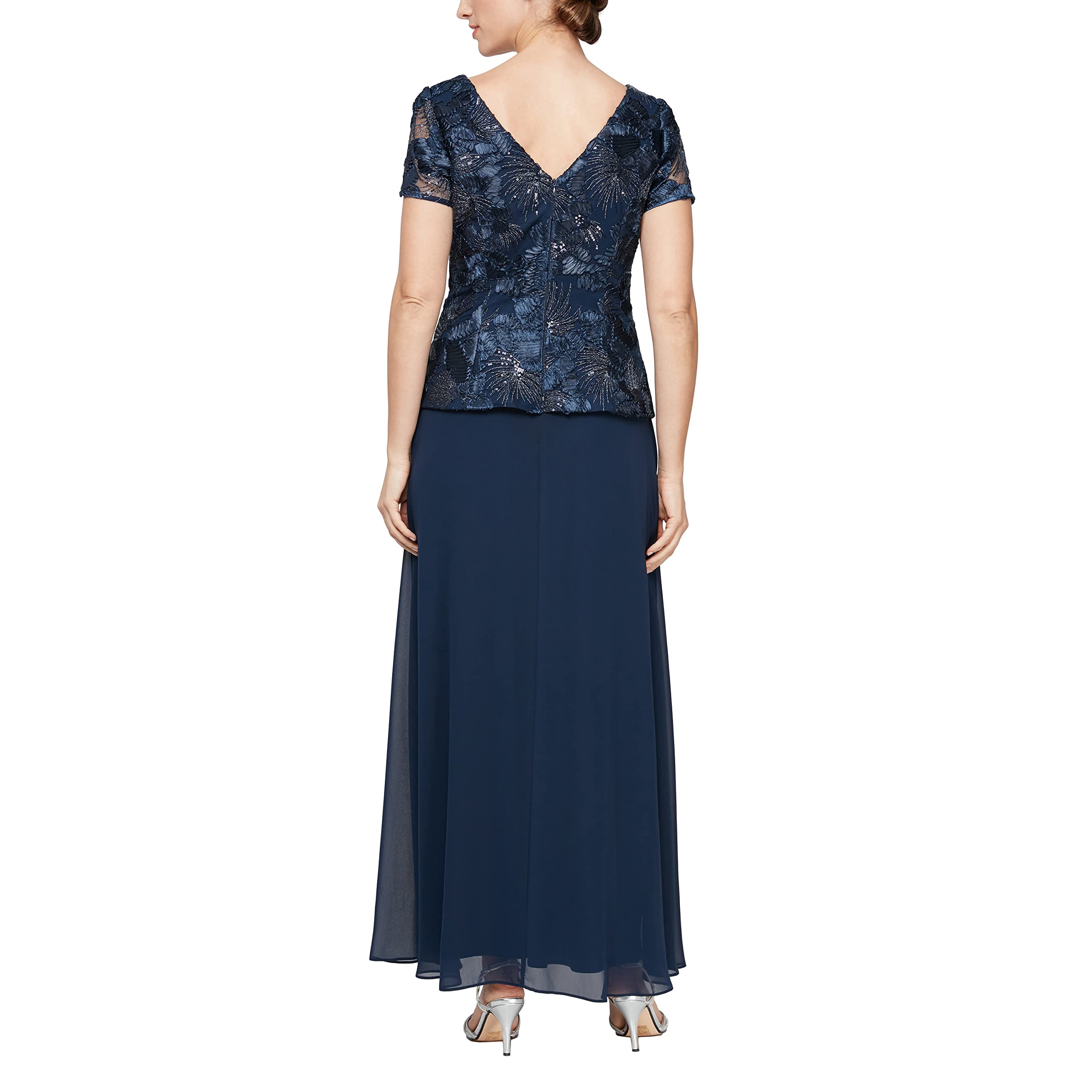 Alex Evenings Women's Elegant Cap Sleeve Long Mock Dress for Formal Occasions, Evening Parties & Special Events