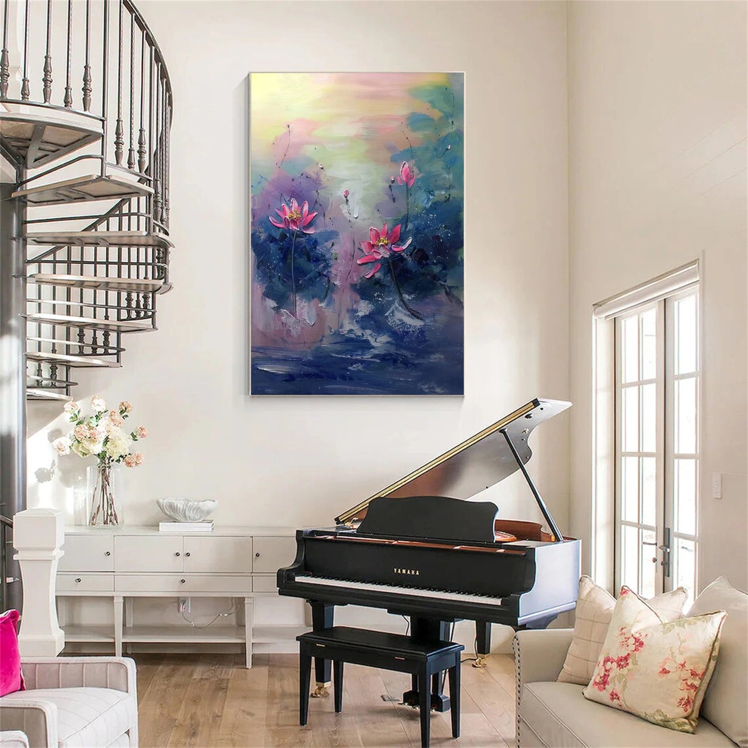 Flower and Tree Painting #FT 212 - Handmade Canvas Wall Art for Home & Office Decor - Perfect for Living Room, Bedroom, and Gift Giving