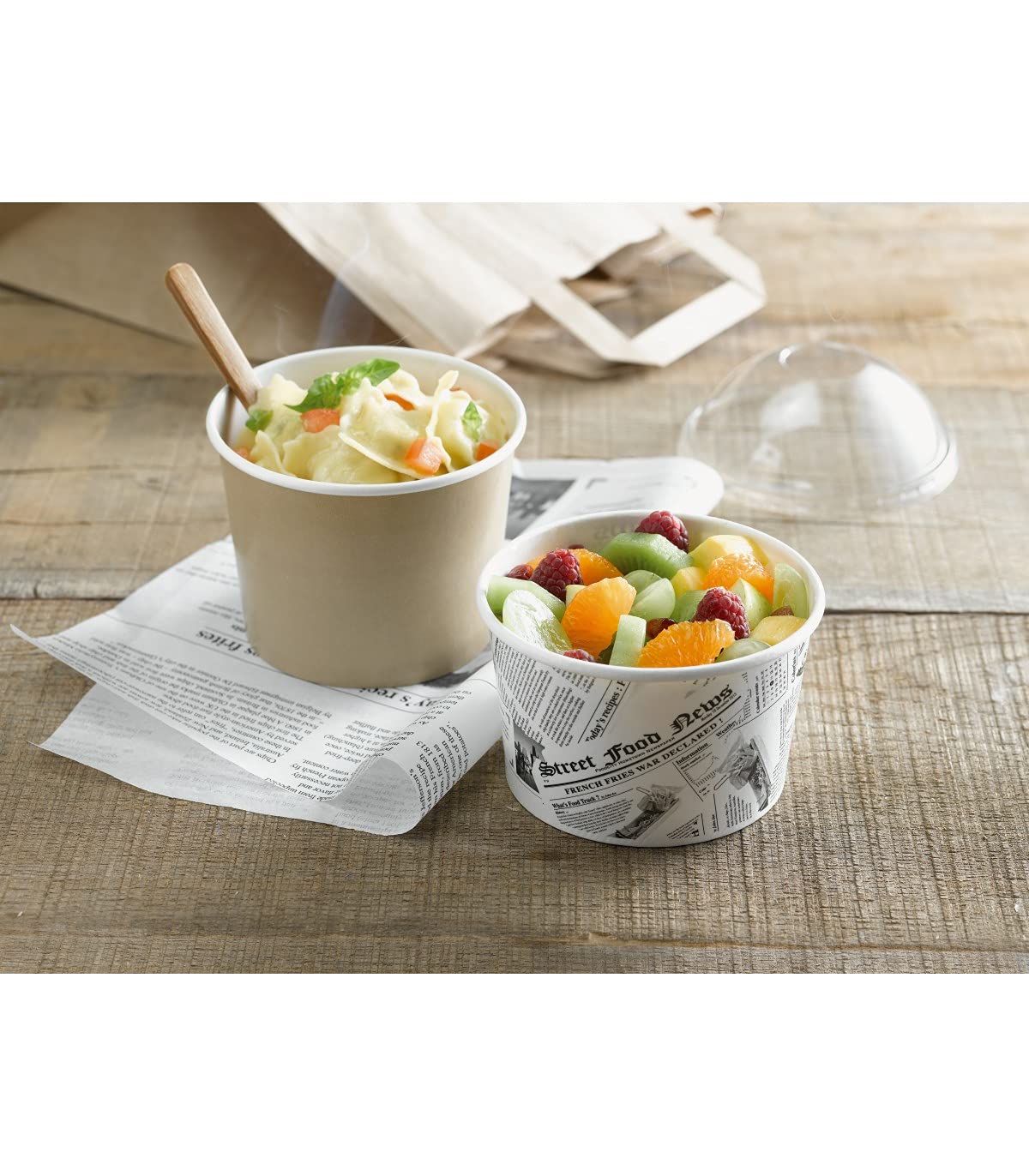 PACKNWOOD 210DELIK12K 12oz Disposable Styrofoam Food Containers with Lids - 500 Pack (4.49in Diameter) | Soup Bowls, Ice Cream Cups, Dessert Containers for Takeout, Parties, Catering & Restaurants