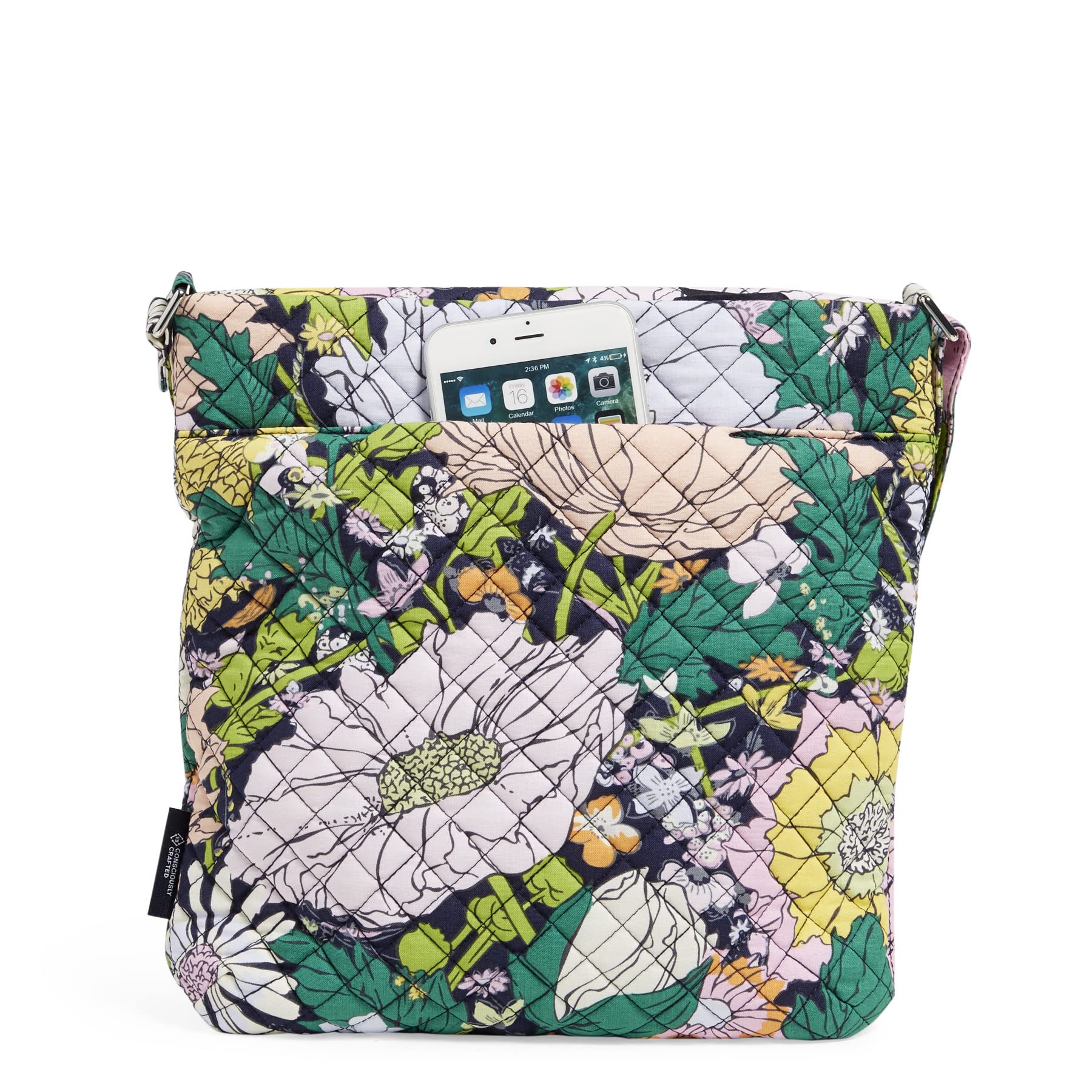 Vera Bradley Women's Cotton Triple Zip Hipster Crossbody Purse - Stylish & Functional Bag for Travel, Work, and Everyday Use