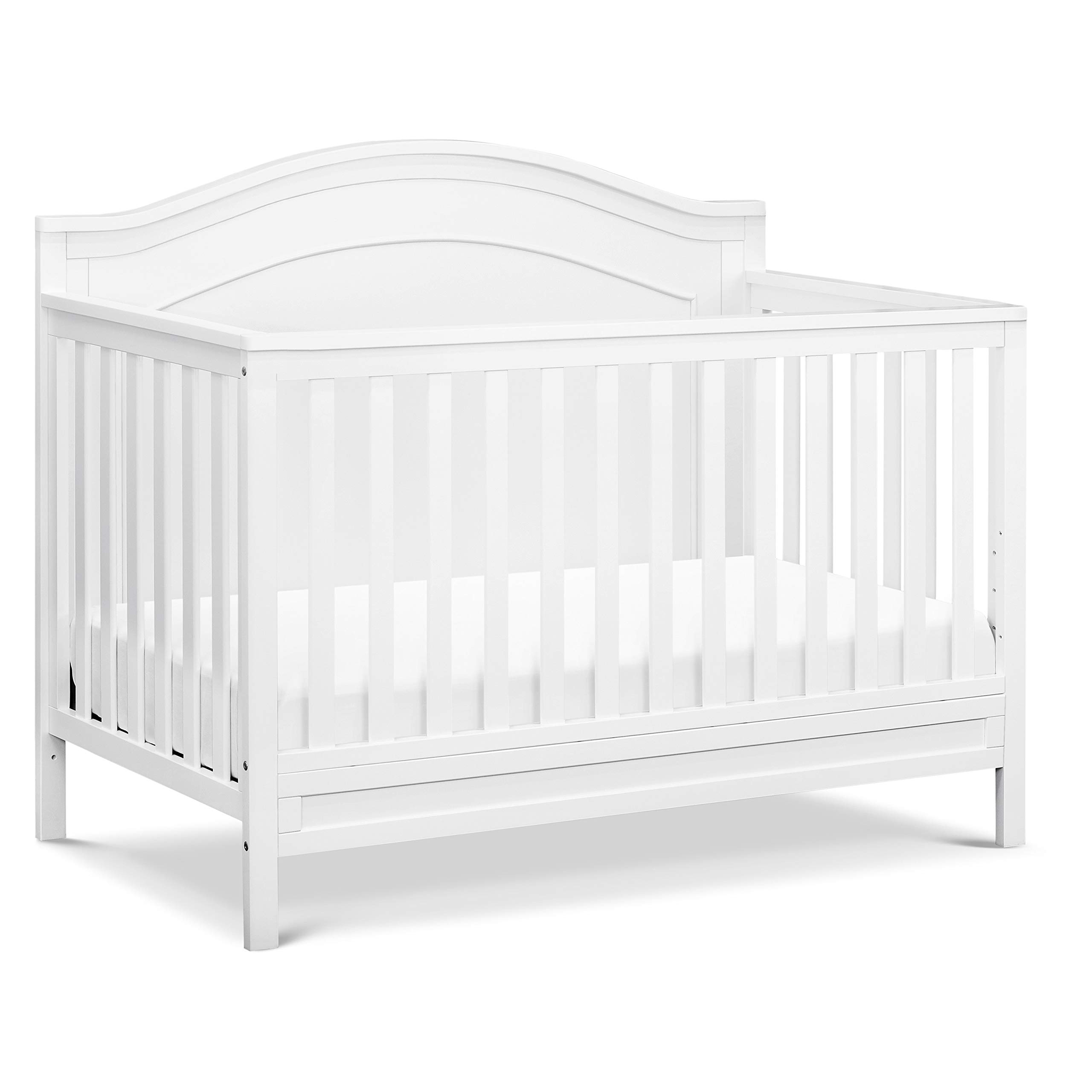 daVinci Charlie 4-in-1 Convertible Baby Crib - GREENGUARD Gold Certified, Converts to Toddler Bed, Daybed & Full Bed - Adjustable Height White Wooden Nursery Furniture - Perfect for Newborn to Teen Bedroom & Daycare Use