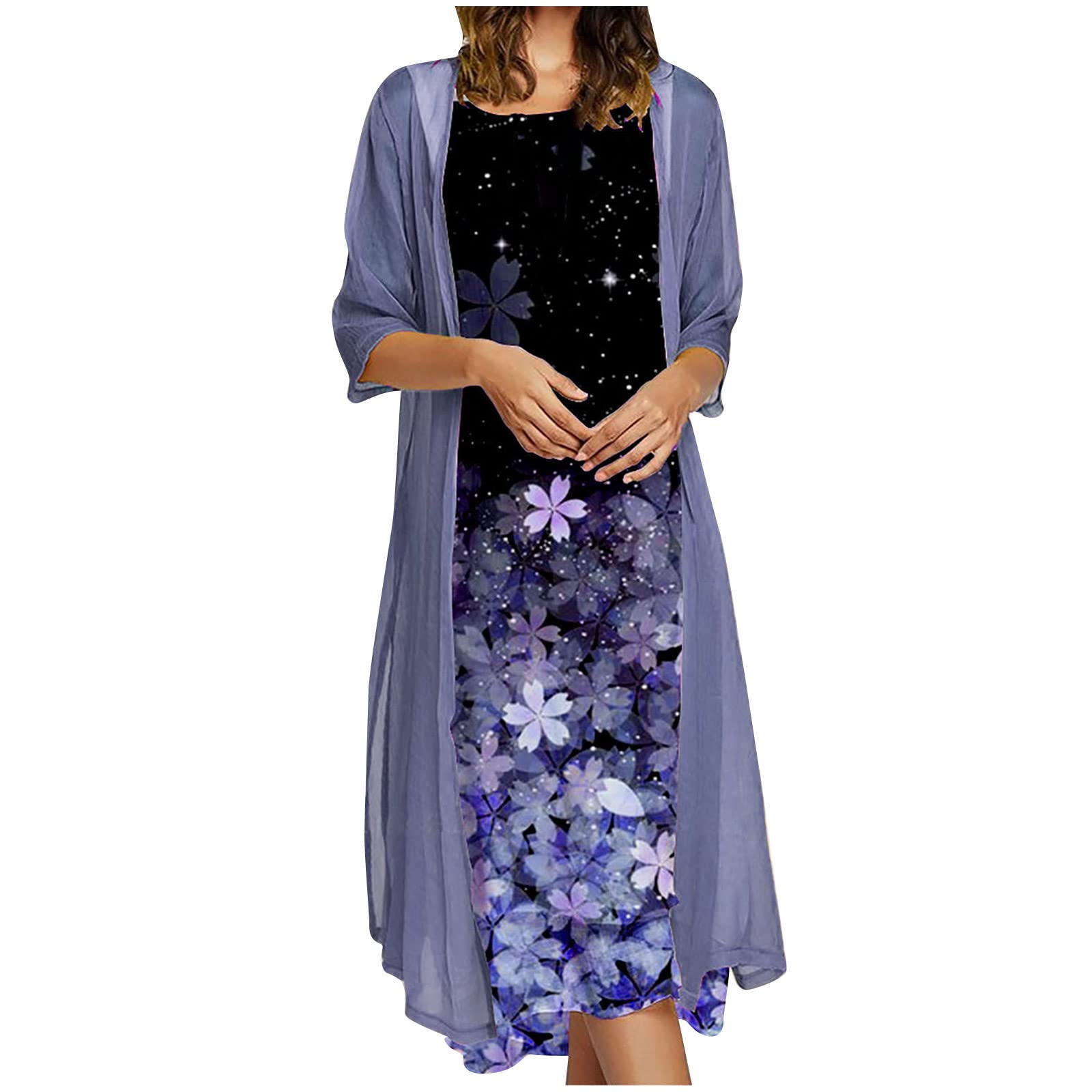 Vintage Crewneck Sleeveless Chiffon Dress for Women - Breathable Color Gradient Cocktail Dress, Loose Fit Spring & Beach Wear | Perfect for Summer Parties, Vacations, and Casual Outings
