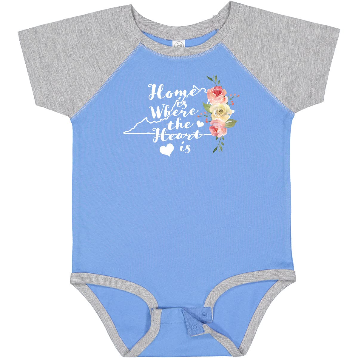 Inktastic Virginia Home is Where The Heart is Watercolor Baby Bodysuit - Soft Cotton Onesie for Newborns & Infants - Perfect for Family Photos, Holidays & Everyday Wear