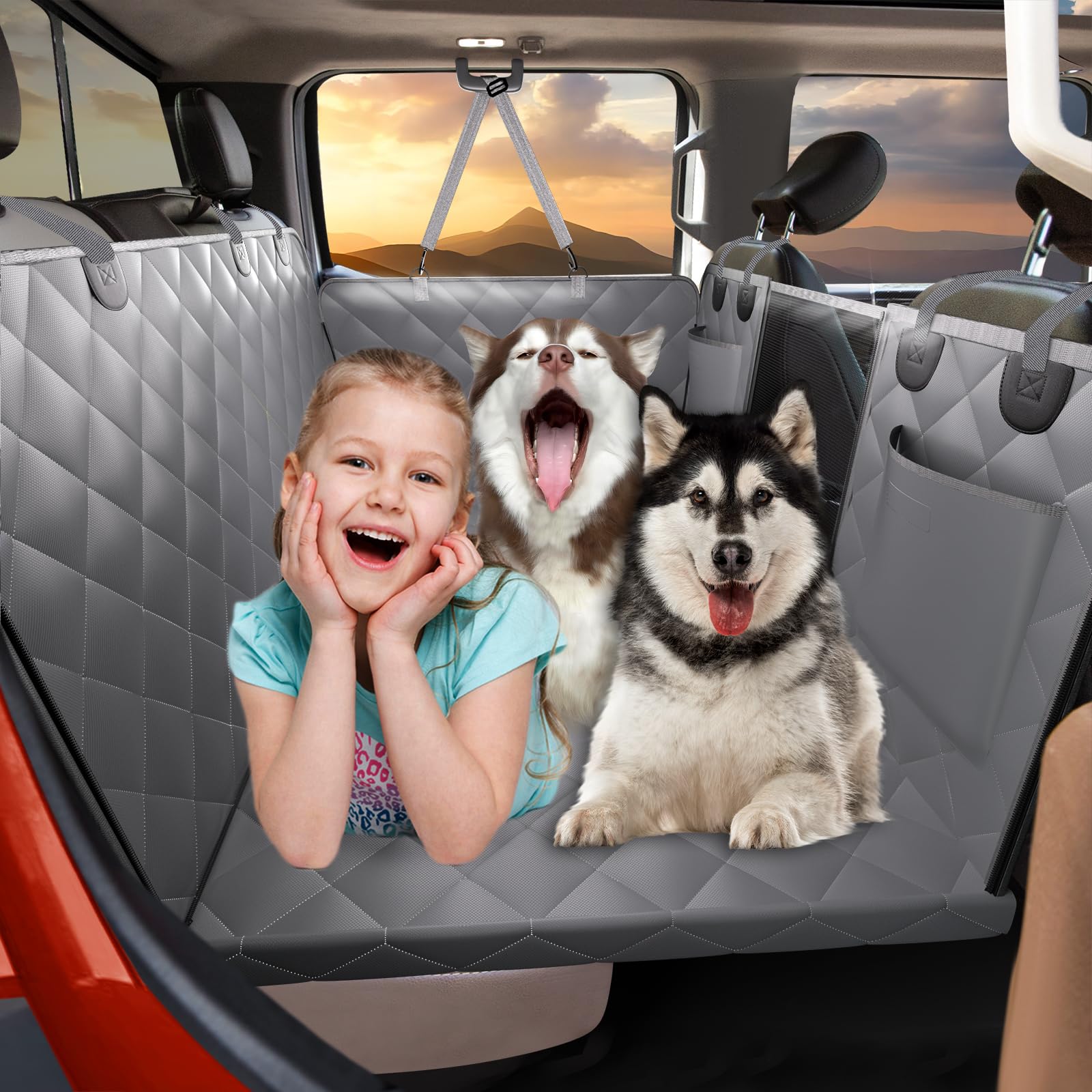 **Large Back Seat Extender for Dogs - Heavy Duty 400lb Capacity Pet Car Seat Cover with Hard Bottom, Waterproof Truck Backseat Hammock - Perfect for Travel, Road Trips & SUV Adventures**