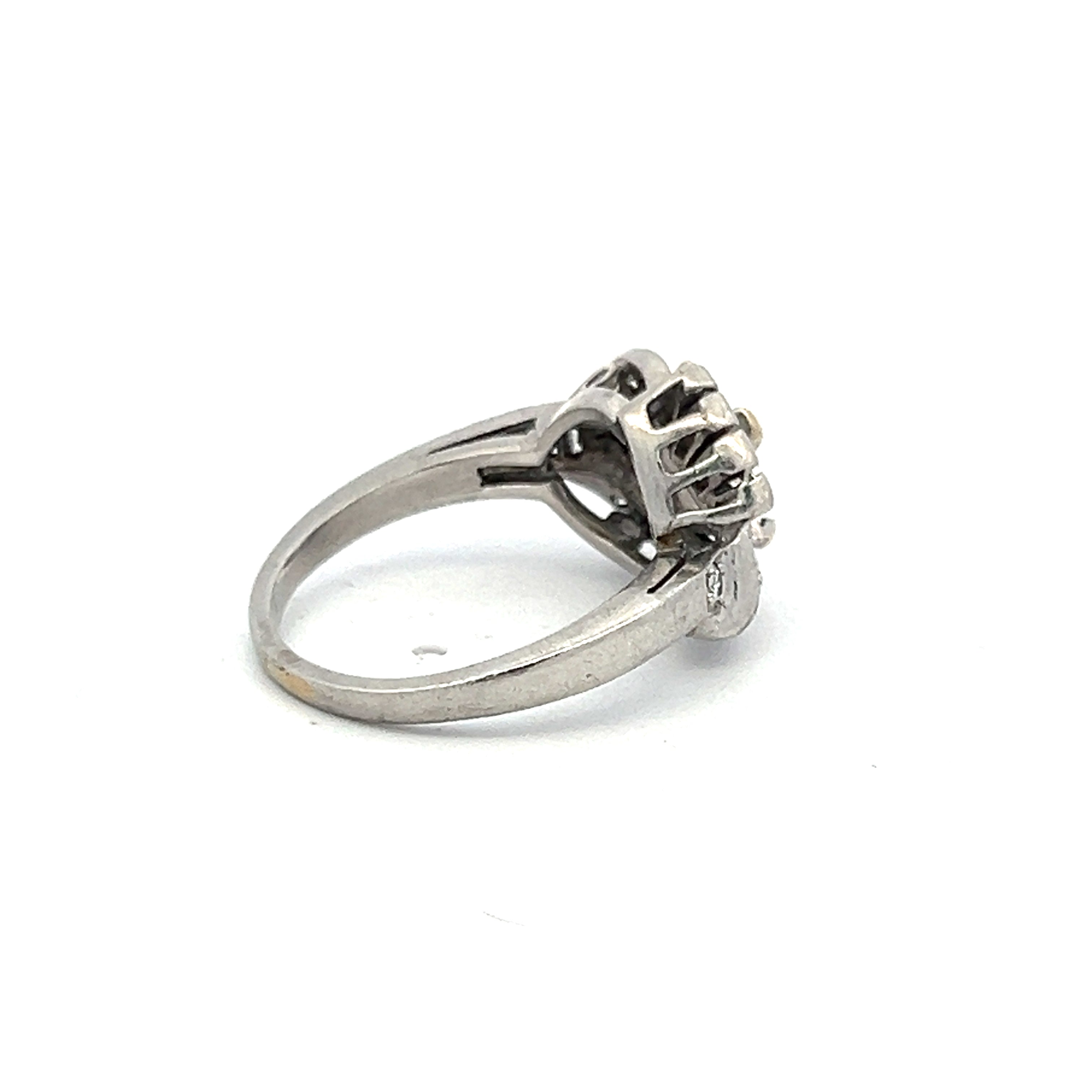 0.35 Carat Tapered Baguette & Round Diamond Platinum Semi Mount Ring - Elegant Bridal Jewelry for Engagement & Wedding Bands