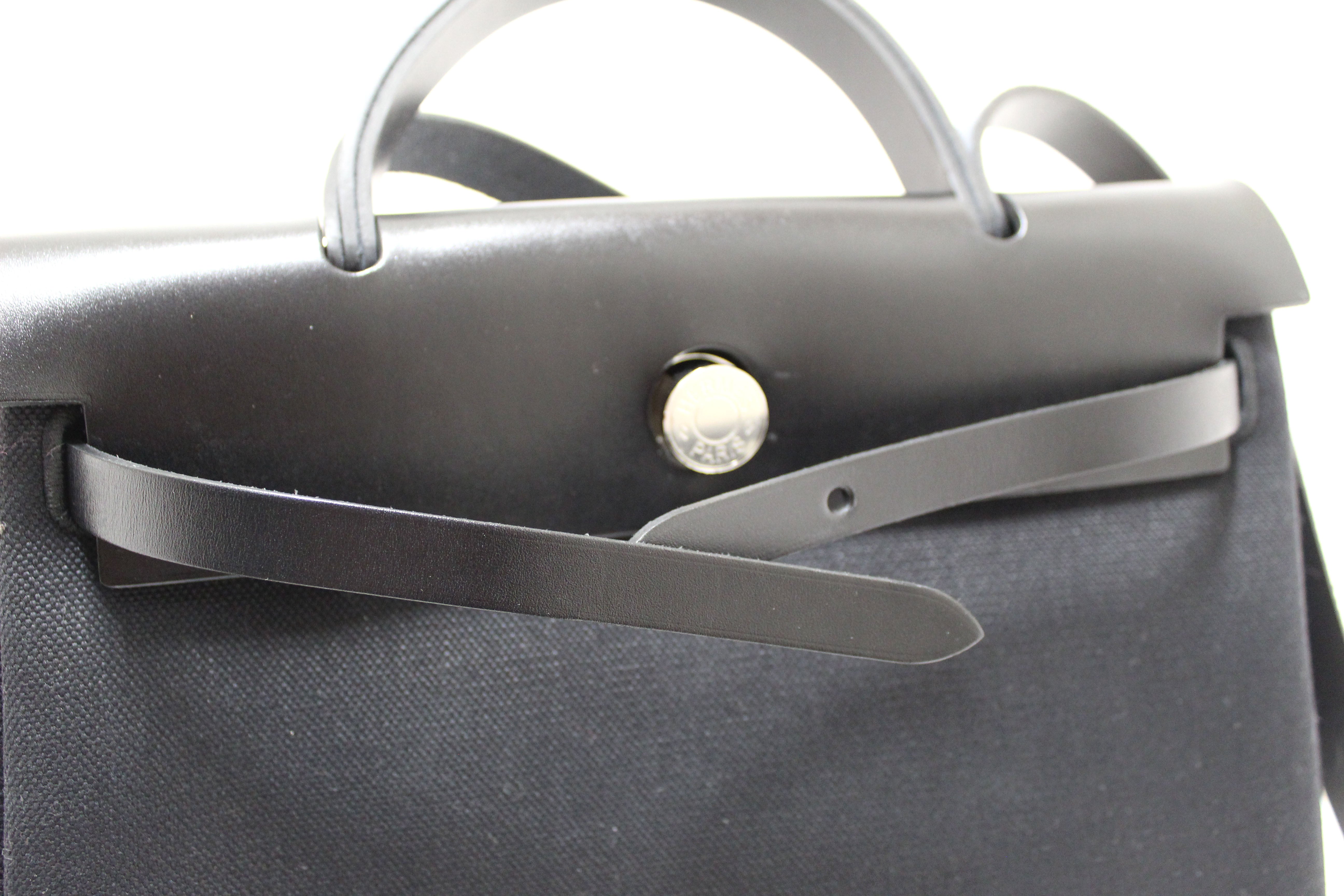Authentic Hermes Black Vache Hunter Toile Herbag Zip 31 PM Shoulder Bag - Luxury Designer Handbag for Women, Perfect for Work, Travel & Everyday Use