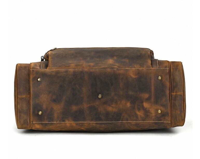 Premium Genuine Leather Duffle Bag for Men - Waterproof Travel Duffel with Adjustable Shoulder Strap - Perfect for Gym, Weekend Trips & Outdoor Adventures