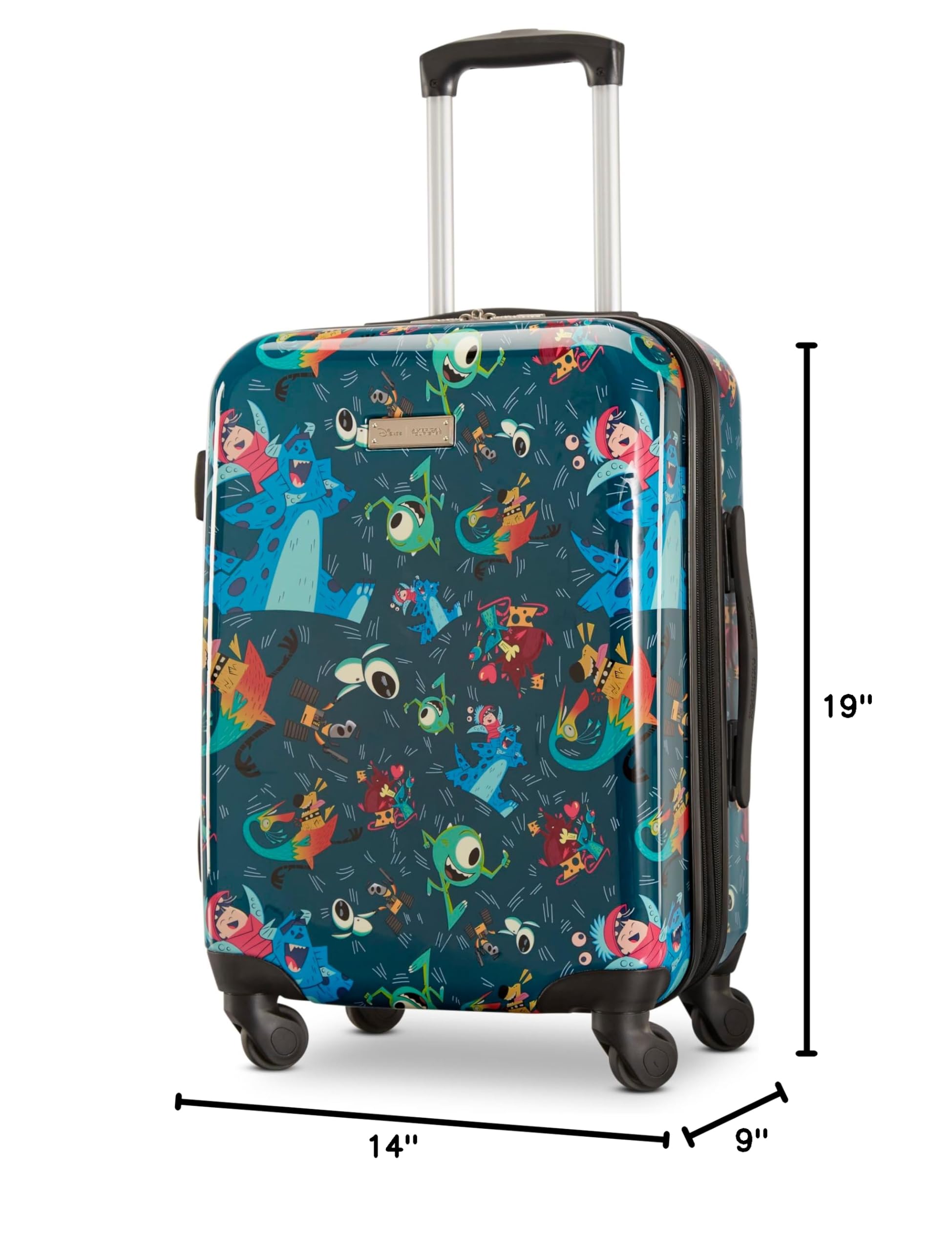 American Tourister Pixar Mashup Kids Carry-On Luggage - Expandable Hardside Suitcase with 360° Spinner Wheels for Travel, School Trips & Family Vacations