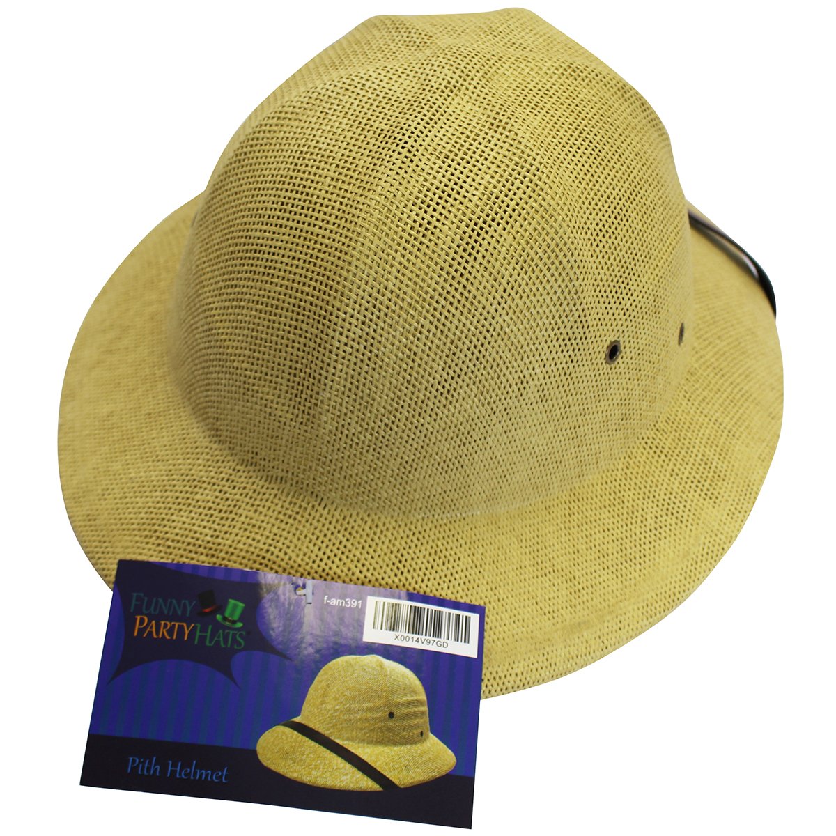 Funny Safari Pith Helmet Hat - Adult Costume Party Hat - French Colonial Beige Sun Hat for Halloween, Cosplay & Jungle Adventure Theme Parties